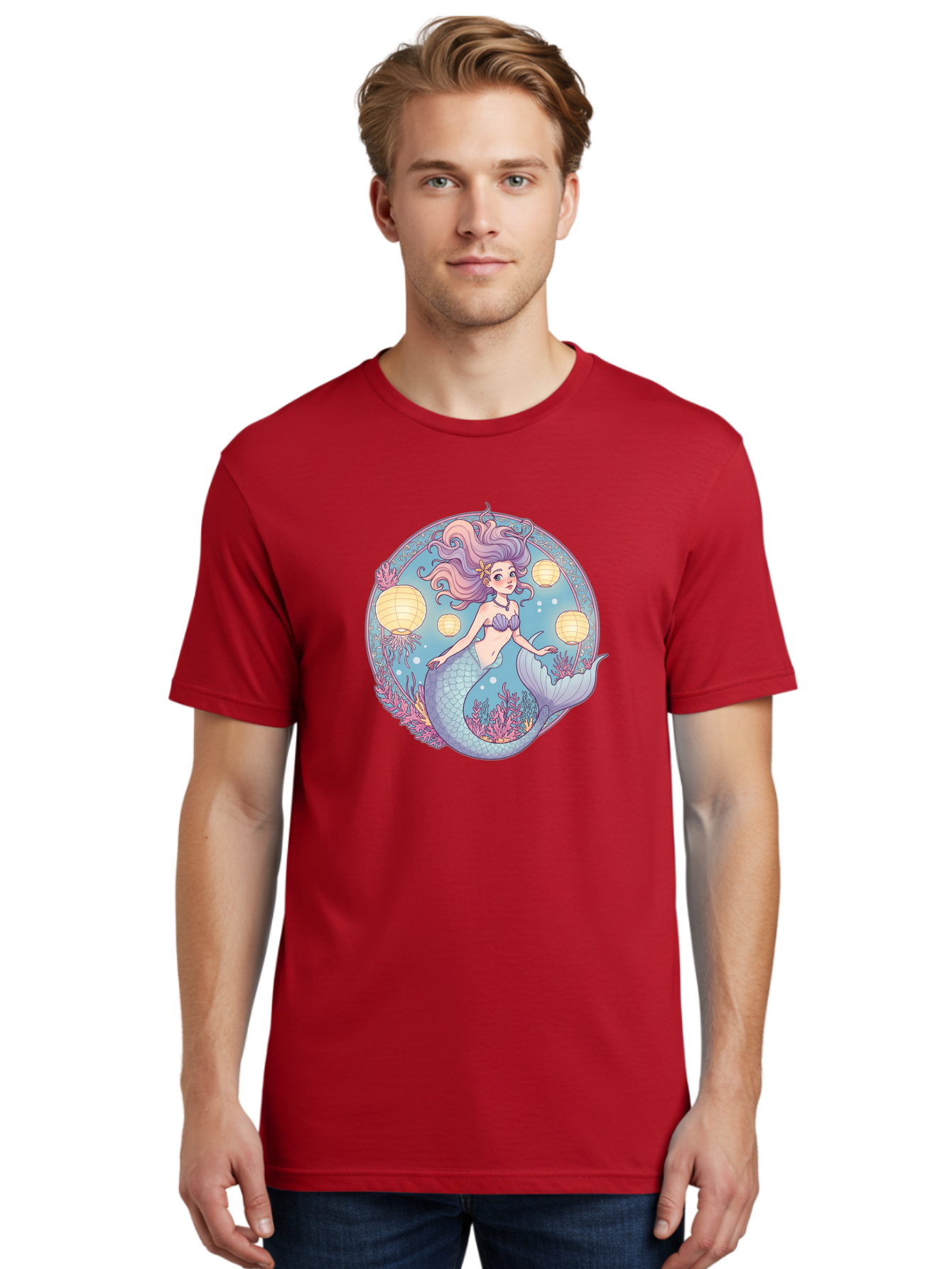 Mermaid-With-Lanterns Men'S Graphic Tee, 100% Cotton, Comfortable Casual Summer Wear, Machine Washable, Vintage Camera, Old Camera, Antique Camera, Black Camera, Classic Photography, Photography Equipment, Nostalgic Device, Film Camera, Baj113