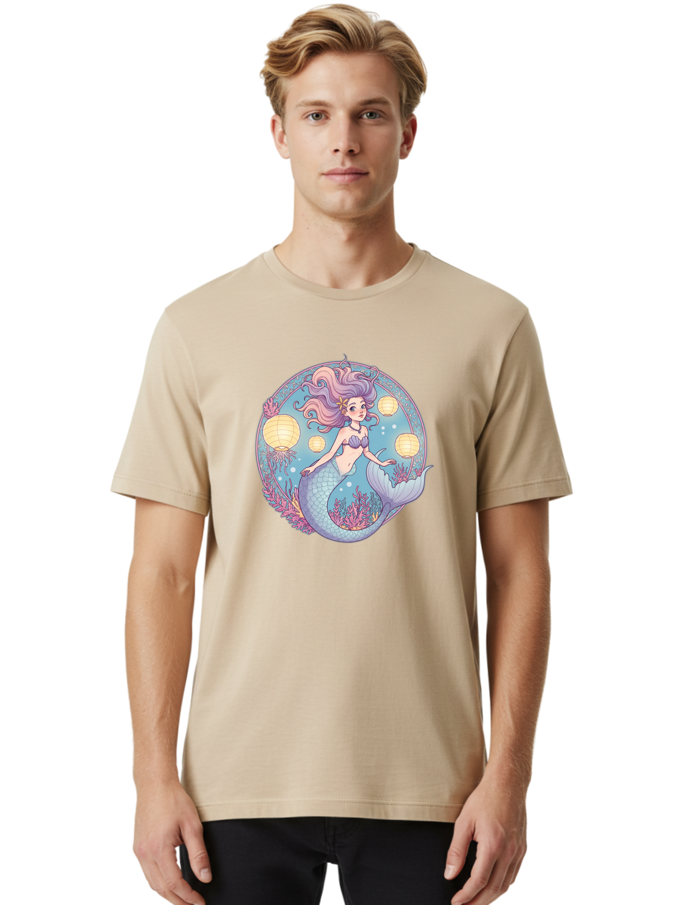 Mermaid-With-Lanterns Men'S Graphic Tee, 100% Cotton, Comfortable Casual Summer Wear, Machine Washable, Vintage Camera, Old Camera, Antique Camera, Black Camera, Classic Photography, Photography Equipment, Nostalgic Device, Film Camera, Baj113