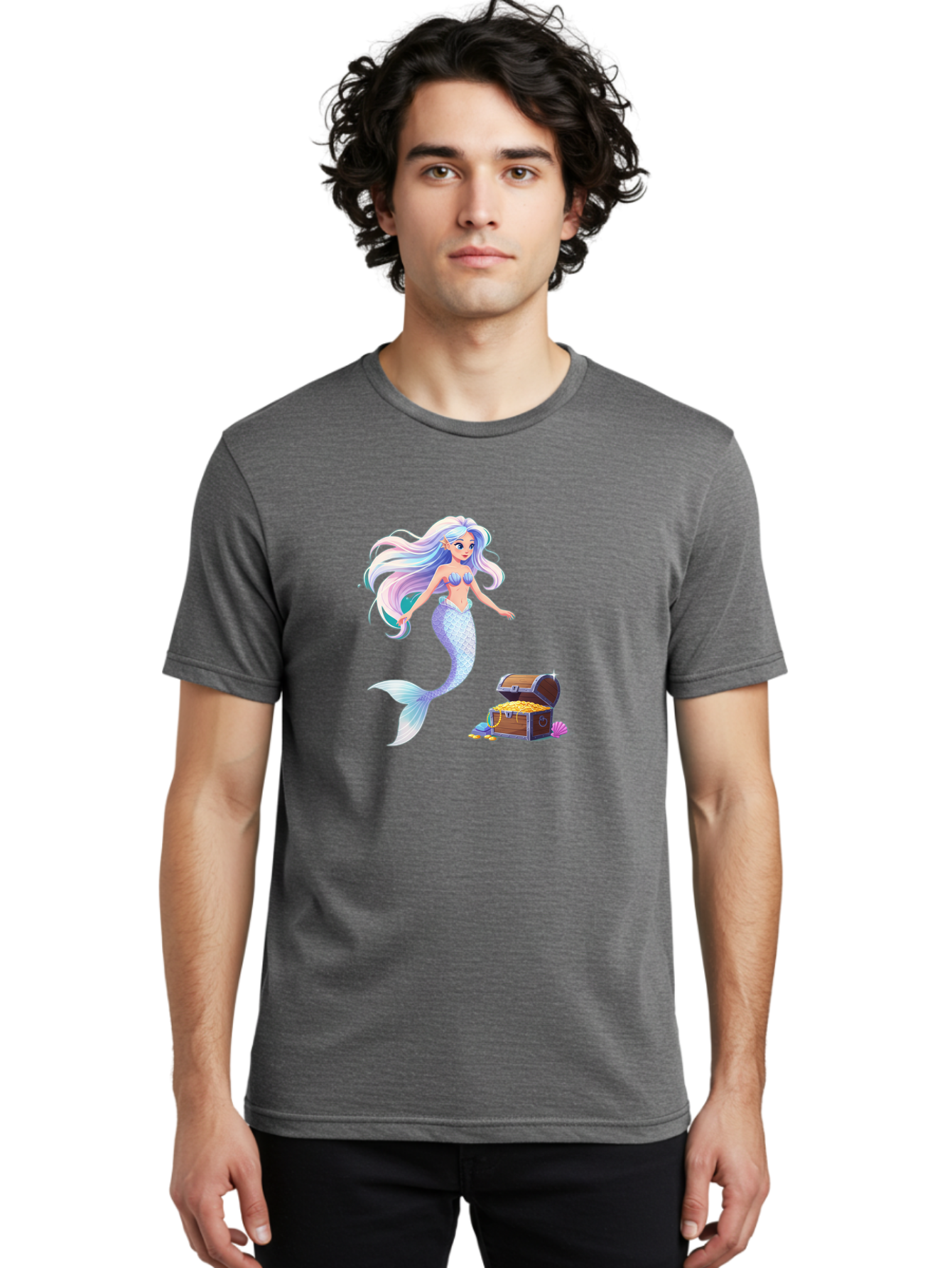 Mermaid-With-Treasure Men'S Graphic Tee, 100% Cotton, Comfortable Casual Summer Wear, Machine Washable, Vintage Camera, Old Camera, Antique Camera, Black Camera, Classic Photography, Photography Equipment, Nostalgic Device, Film Camera, Baj114