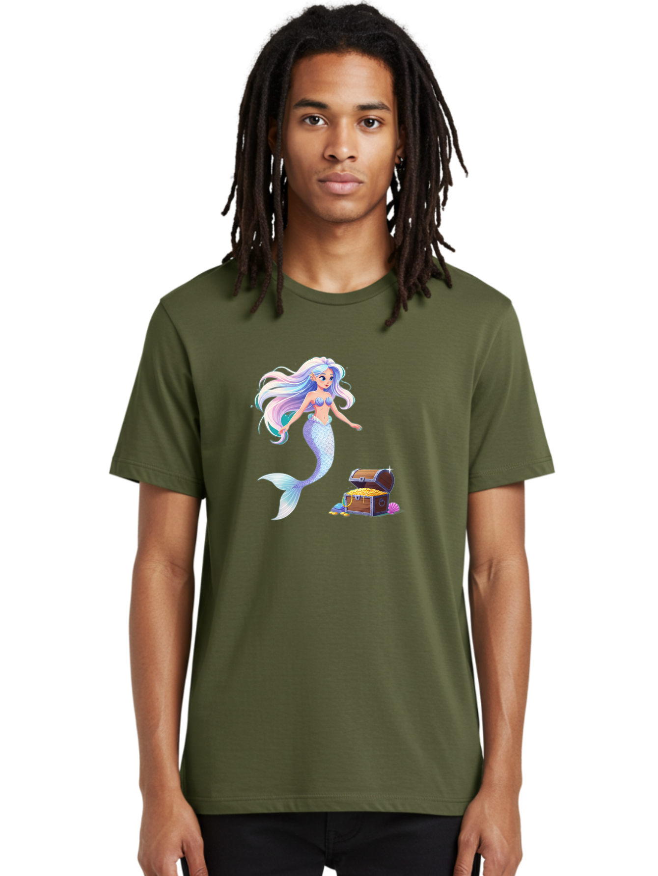 Mermaid-With-Treasure Men'S Graphic Tee, 100% Cotton, Comfortable Casual Summer Wear, Machine Washable, Vintage Camera, Old Camera, Antique Camera, Black Camera, Classic Photography, Photography Equipment, Nostalgic Device, Film Camera, Baj114