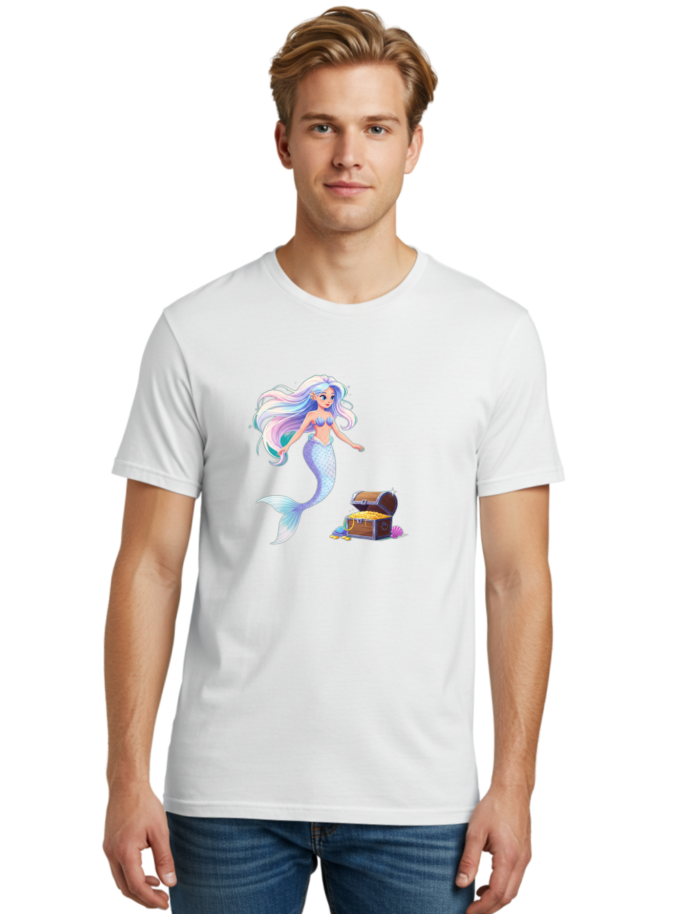 Mermaid-With-Treasure Men'S Graphic Tee, 100% Cotton, Comfortable Casual Summer Wear, Machine Washable, Vintage Camera, Old Camera, Antique Camera, Black Camera, Classic Photography, Photography Equipment, Nostalgic Device, Film Camera, Baj114