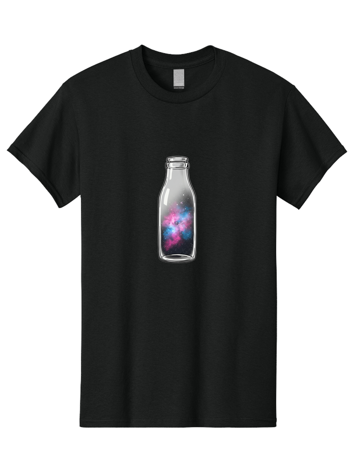 Milk-Bottle-With-Galaxy Men'S Graphic Tee, 100% Cotton, Comfortable Casual Summer Wear, Machine Washable, Vintage Camera, Old Camera, Antique Camera, Black Camera, Classic Photography, Photography Equipment, Nostalgic Device, Film Camera, Baj117