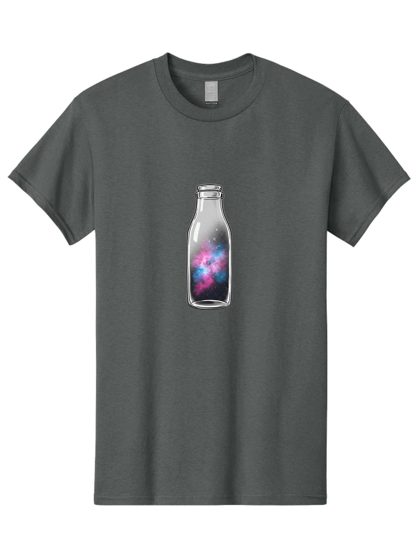 Milk-Bottle-With-Galaxy Men'S Graphic Tee, 100% Cotton, Comfortable Casual Summer Wear, Machine Washable, Vintage Camera, Old Camera, Antique Camera, Black Camera, Classic Photography, Photography Equipment, Nostalgic Device, Film Camera, Baj117