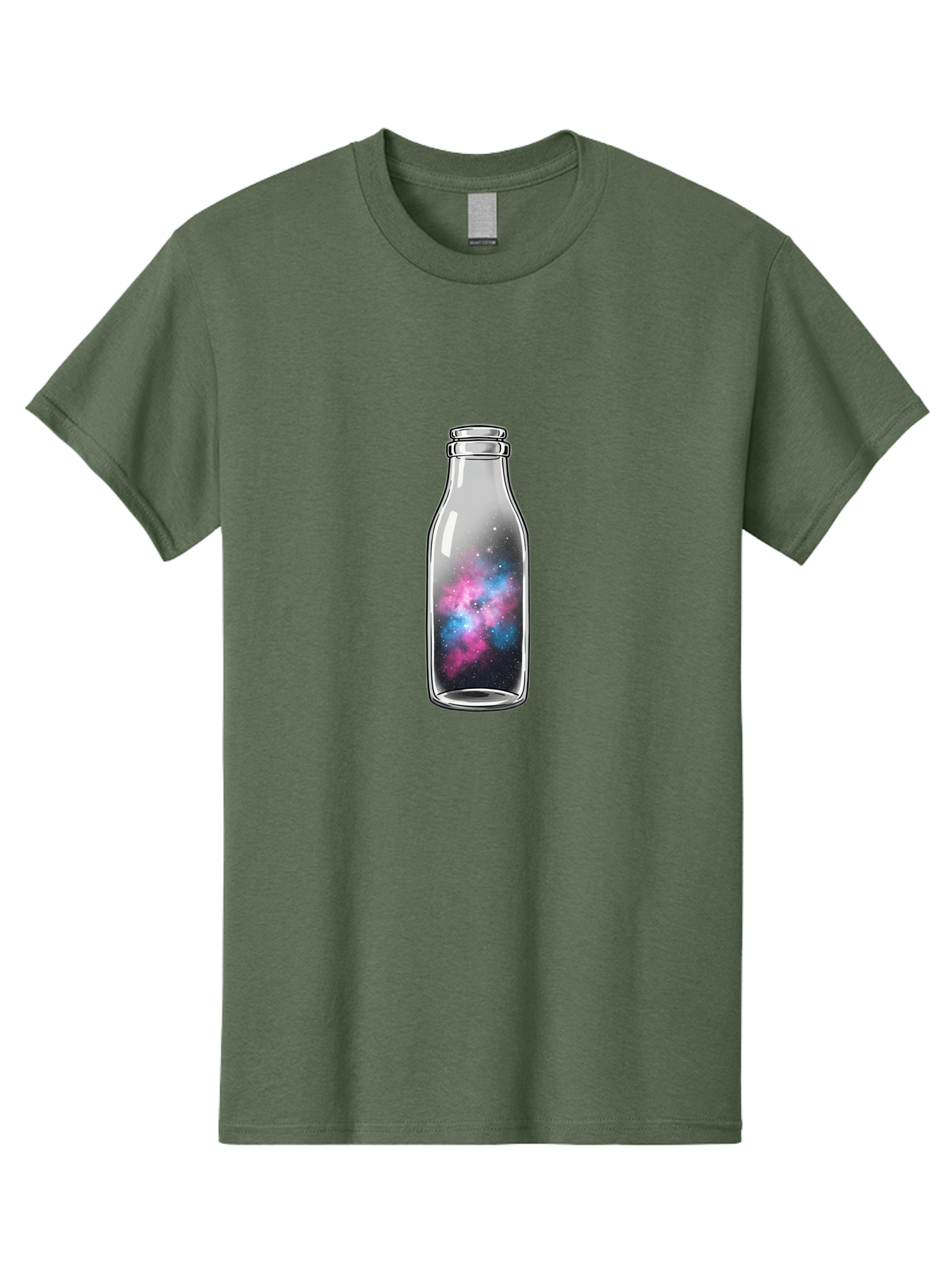 Milk-Bottle-With-Galaxy Men'S Graphic Tee, 100% Cotton, Comfortable Casual Summer Wear, Machine Washable, Vintage Camera, Old Camera, Antique Camera, Black Camera, Classic Photography, Photography Equipment, Nostalgic Device, Film Camera, Baj117
