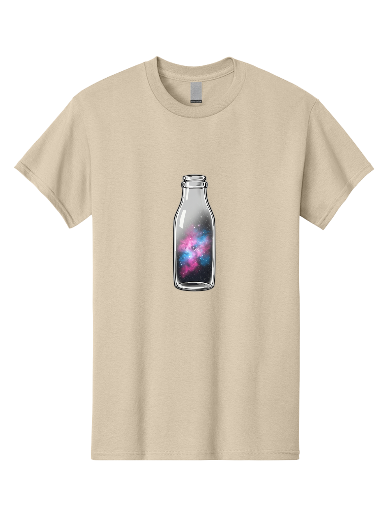 Milk-Bottle-With-Galaxy Men'S Graphic Tee, 100% Cotton, Comfortable Casual Summer Wear, Machine Washable, Vintage Camera, Old Camera, Antique Camera, Black Camera, Classic Photography, Photography Equipment, Nostalgic Device, Film Camera, Baj117