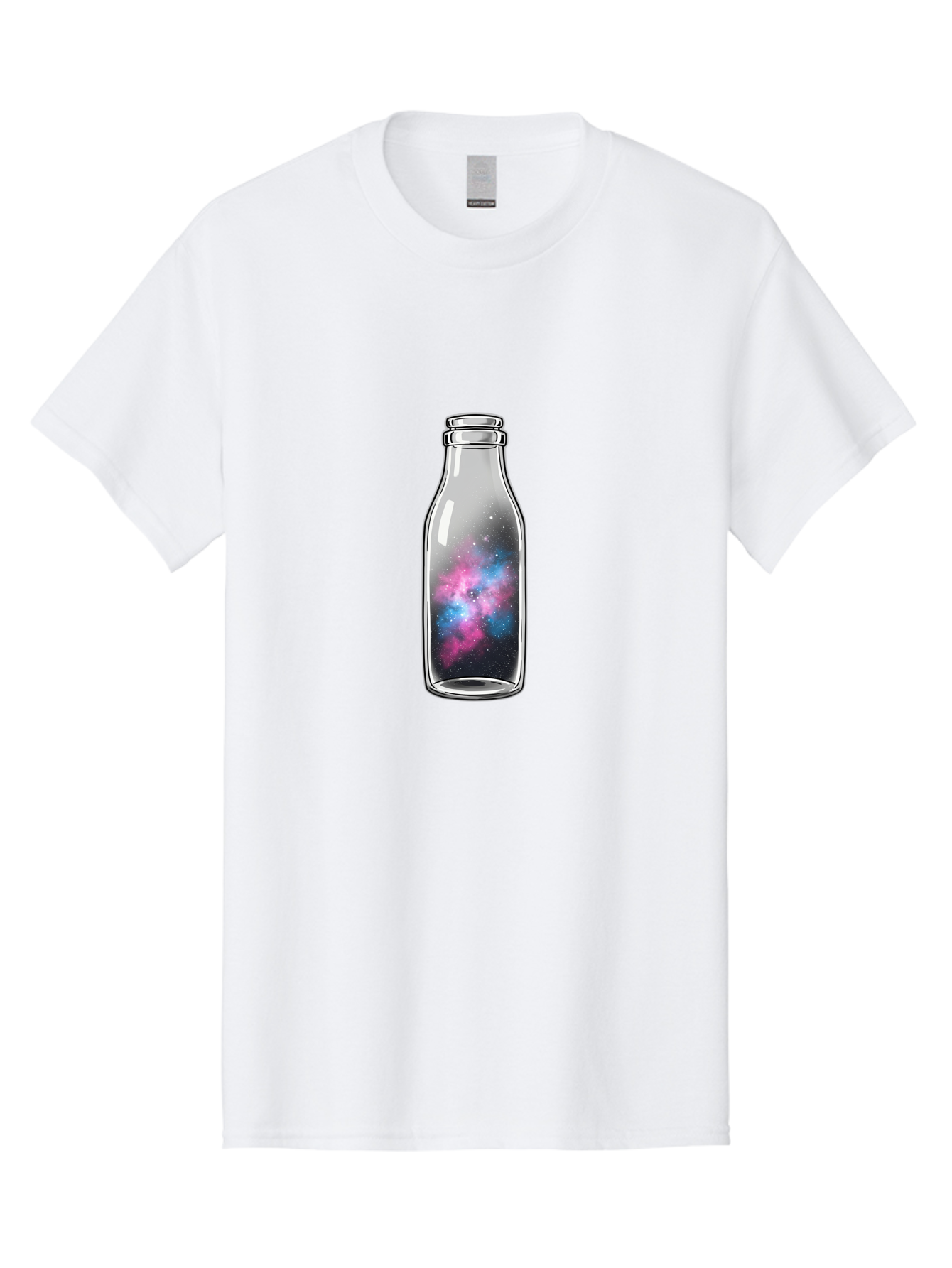 Milk-Bottle-With-Galaxy Men'S Graphic Tee, 100% Cotton, Comfortable Casual Summer Wear, Machine Washable, Vintage Camera, Old Camera, Antique Camera, Black Camera, Classic Photography, Photography Equipment, Nostalgic Device, Film Camera, Baj117