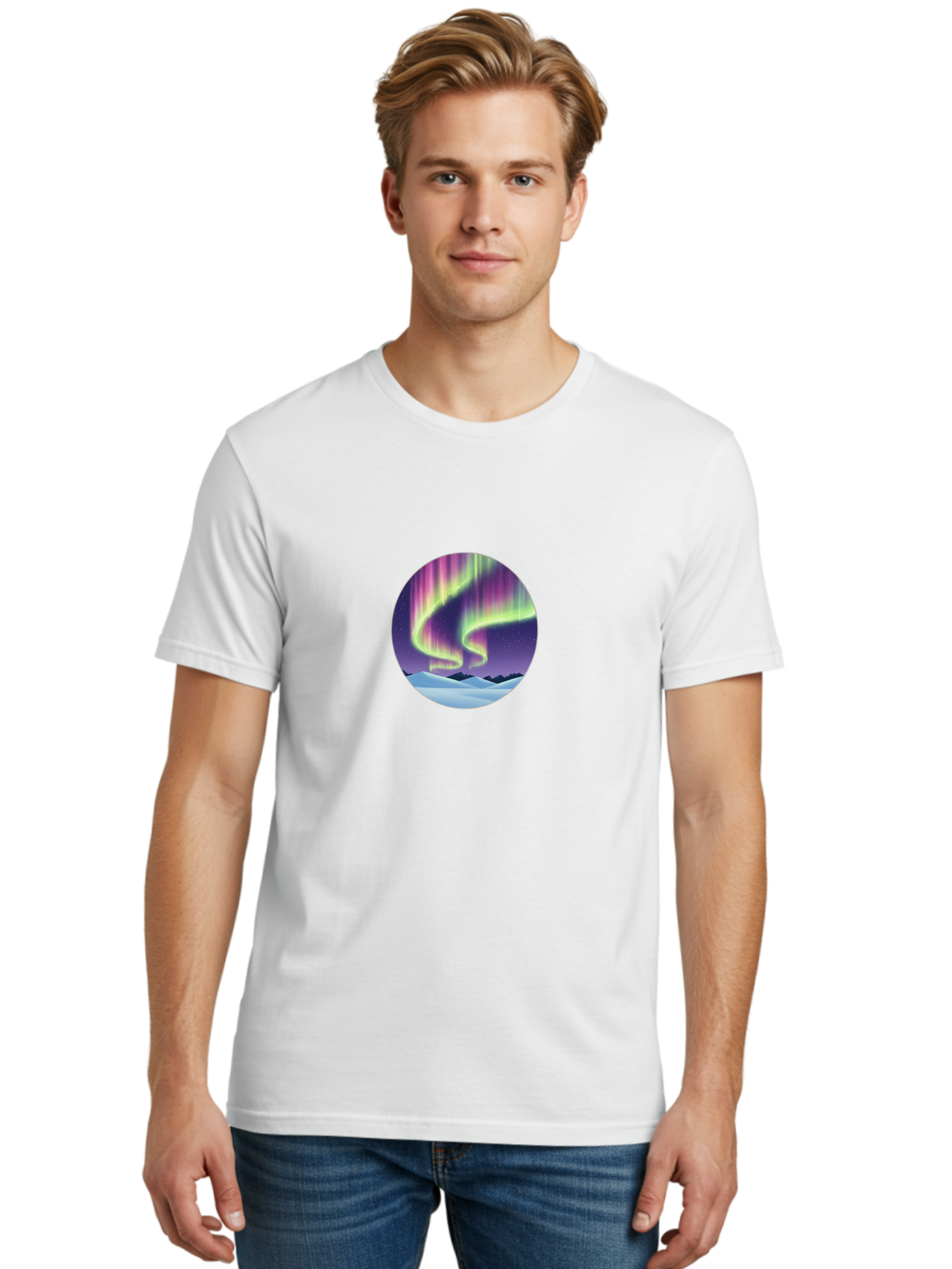 Northern-Lights-1 Men'S Graphic Tee, 100% Cotton, Comfortable Casual Summer Wear, Machine Washable, Vintage Camera, Old Camera, Antique Camera, Black Camera, Classic Photography, Photography Equipment, Nostalgic Device, Film Camera, Camera Art Baj126