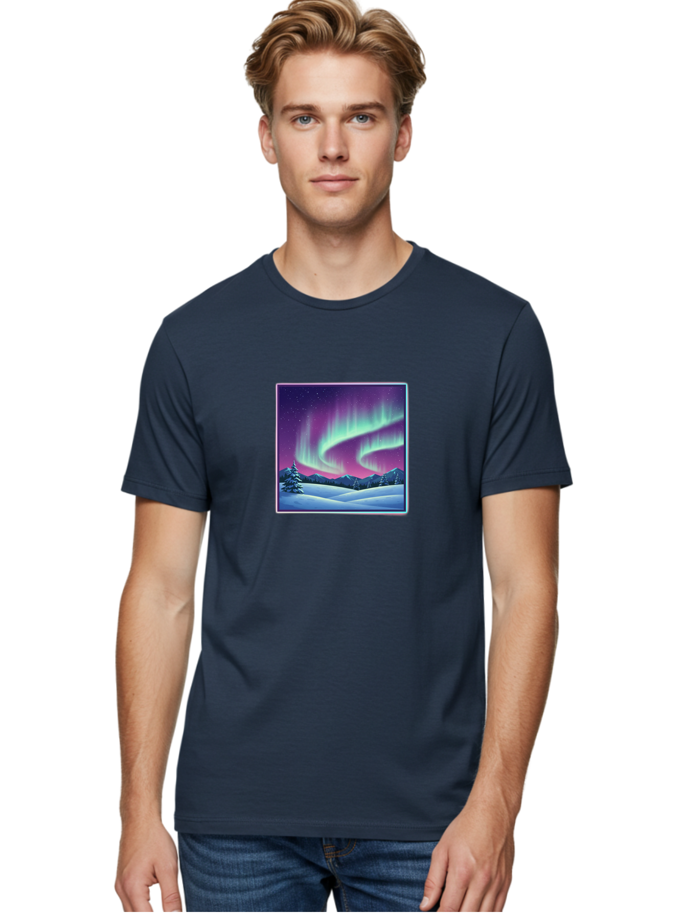 Northern-Lights-2 Men'S Graphic Tee, 100% Cotton, Comfortable Casual Summer Wear, Machine Washable, Vintage Camera, Old Camera, Antique Camera, Black Camera, Classic Photography, Photography Equipment, Nostalgic Device, Film Camera, Camera Art Baj127