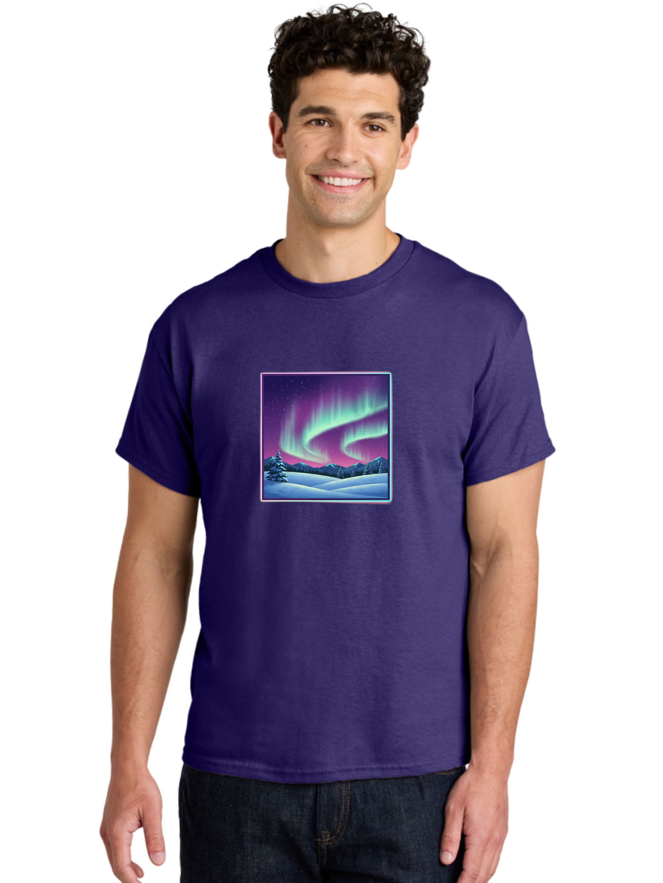 Northern-Lights-2 Men'S Graphic Tee, 100% Cotton, Comfortable Casual Summer Wear, Machine Washable, Vintage Camera, Old Camera, Antique Camera, Black Camera, Classic Photography, Photography Equipment, Nostalgic Device, Film Camera, Camera Art Baj127