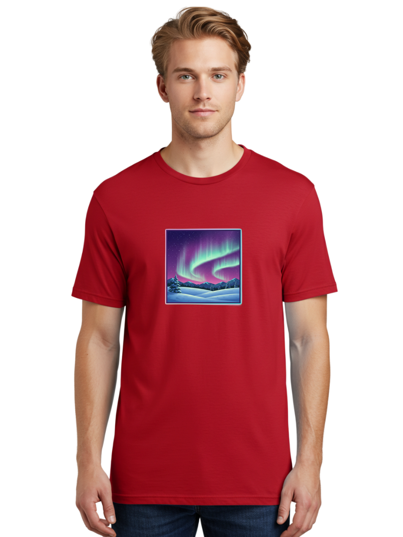 Northern-Lights-2 Men'S Graphic Tee, 100% Cotton, Comfortable Casual Summer Wear, Machine Washable, Vintage Camera, Old Camera, Antique Camera, Black Camera, Classic Photography, Photography Equipment, Nostalgic Device, Film Camera, Camera Art Baj127