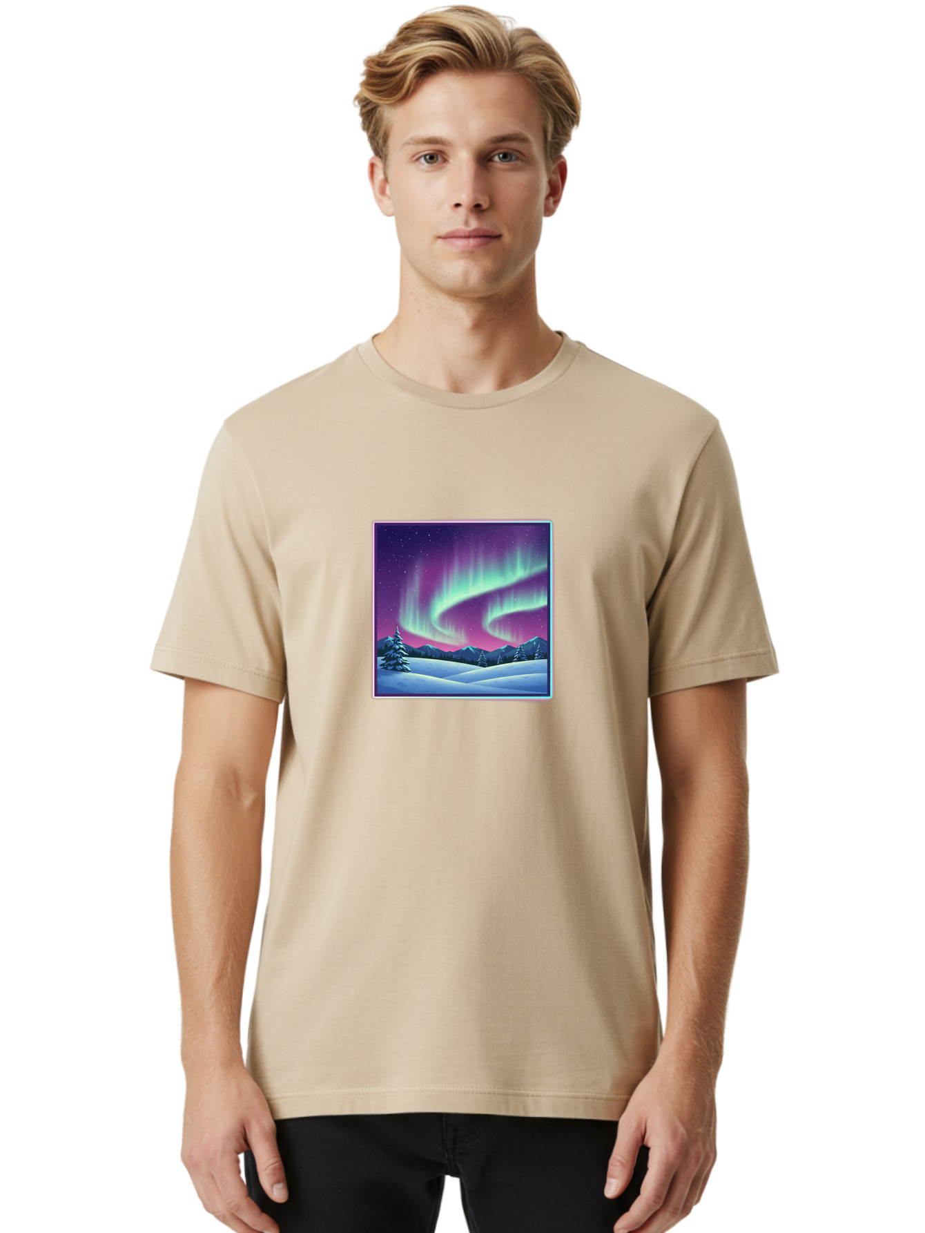Northern-Lights-2 Men'S Graphic Tee, 100% Cotton, Comfortable Casual Summer Wear, Machine Washable, Vintage Camera, Old Camera, Antique Camera, Black Camera, Classic Photography, Photography Equipment, Nostalgic Device, Film Camera, Camera Art Baj127