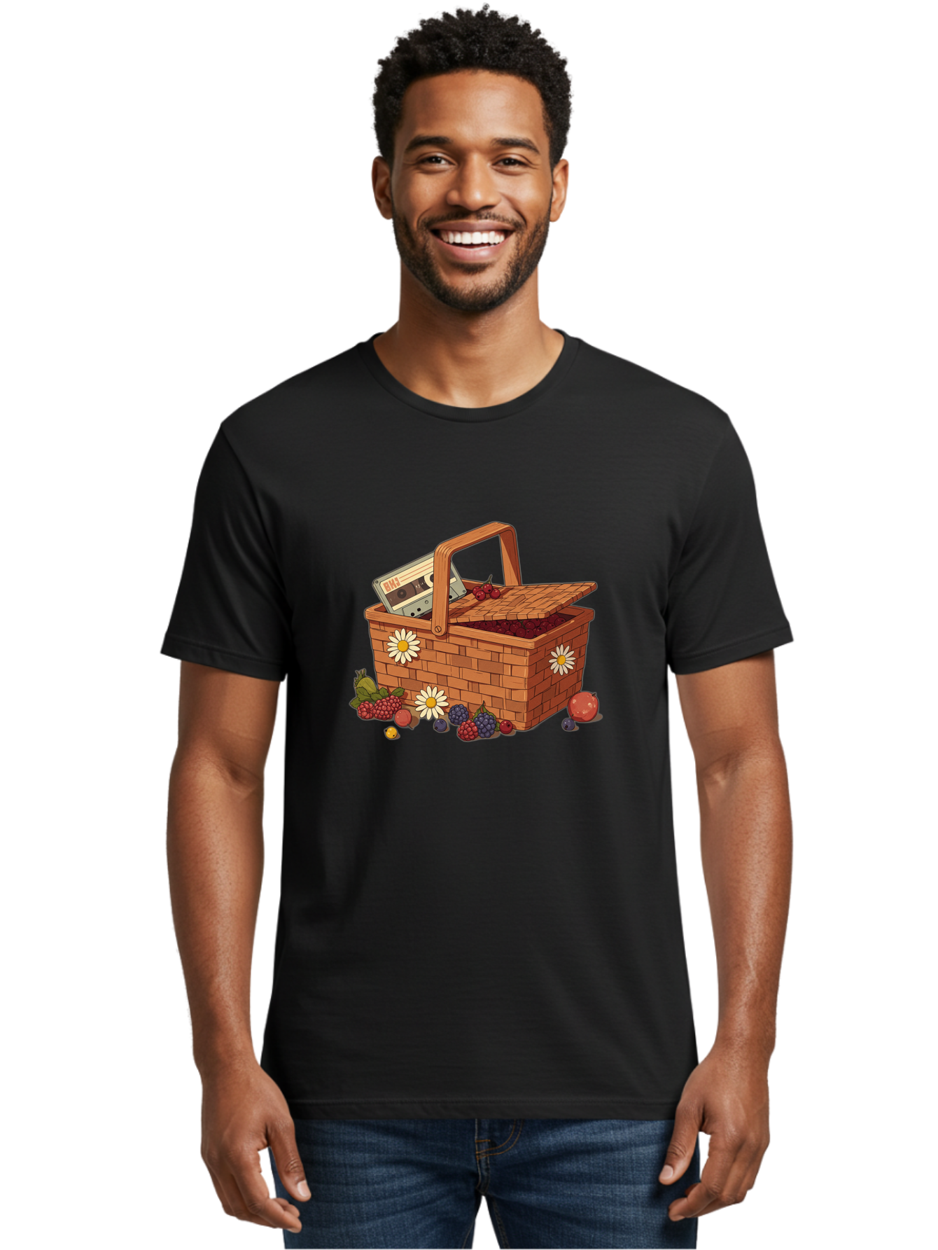 Ohl-Cassette-Picnic-Basket Men'S Graphic Tee, 100% Cotton, Comfortable Casual Summer Wear, Machine Washable, Vintage Camera, Old Camera, Antique Camera, Black Camera, Classic Photography, Photography Equipment, Nostalgic Device, Film Camera, Baj130