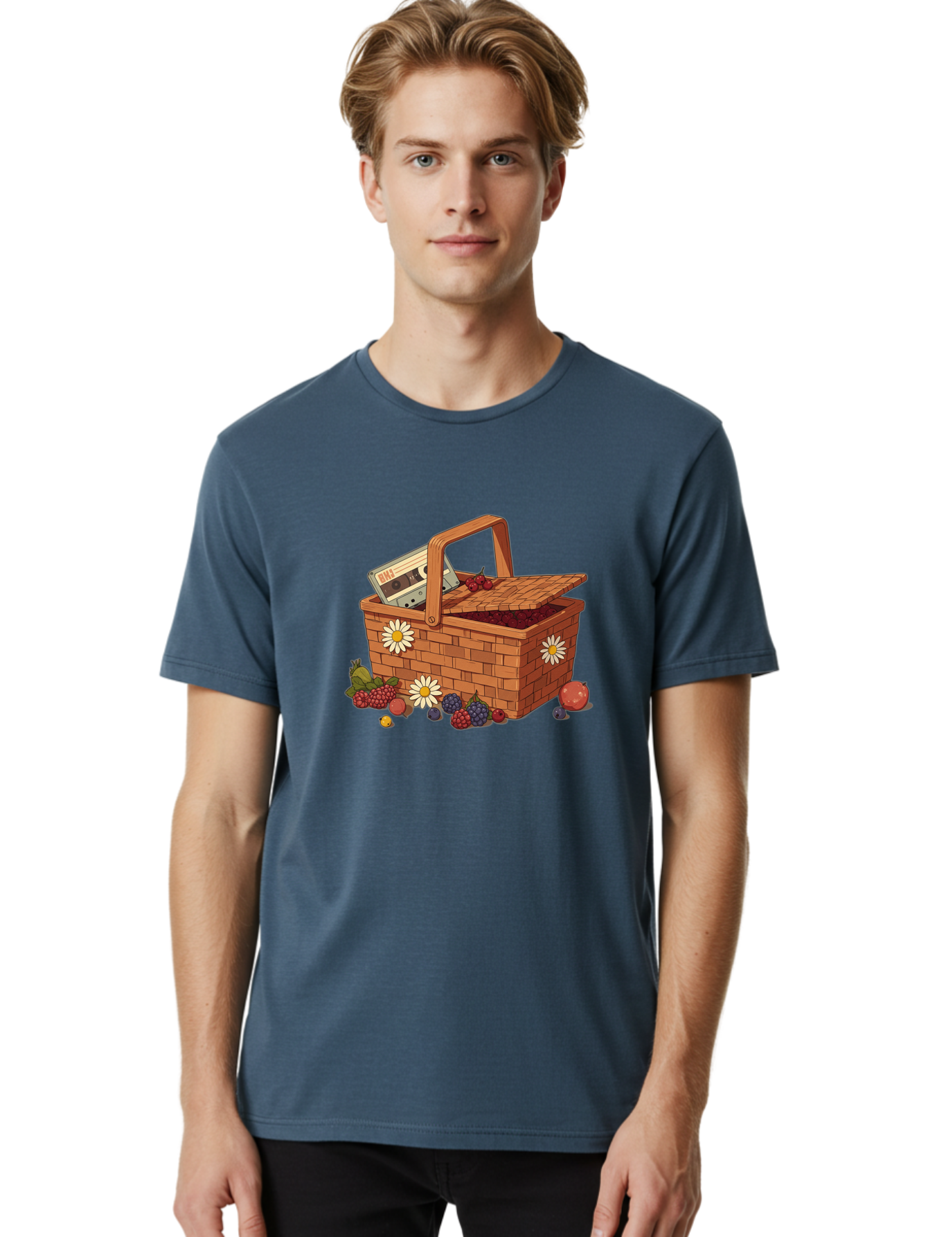Ohl-Cassette-Picnic-Basket Men'S Graphic Tee, 100% Cotton, Comfortable Casual Summer Wear, Machine Washable, Vintage Camera, Old Camera, Antique Camera, Black Camera, Classic Photography, Photography Equipment, Nostalgic Device, Film Camera, Baj130