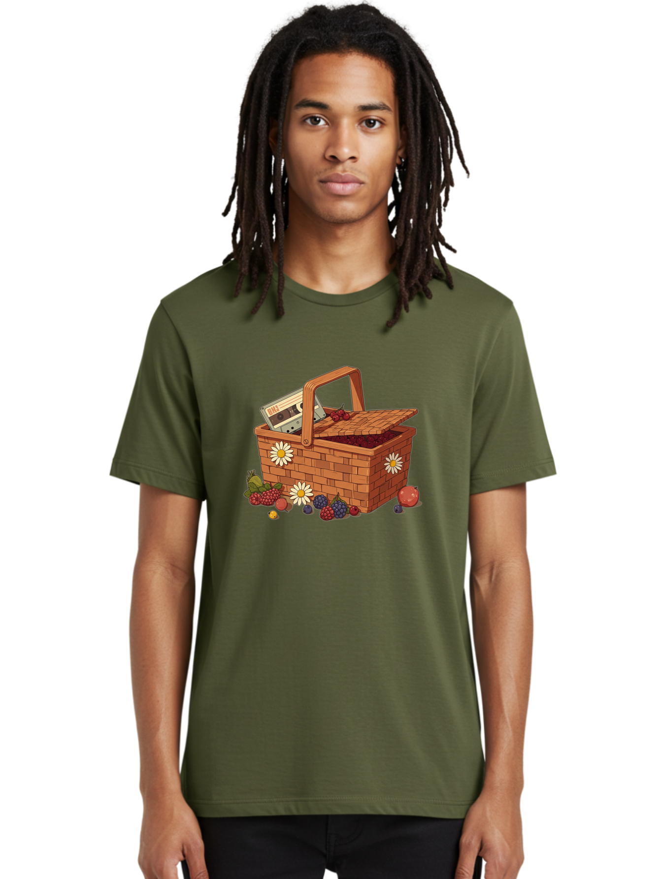 Ohl-Cassette-Picnic-Basket Men'S Graphic Tee, 100% Cotton, Comfortable Casual Summer Wear, Machine Washable, Vintage Camera, Old Camera, Antique Camera, Black Camera, Classic Photography, Photography Equipment, Nostalgic Device, Film Camera, Baj130