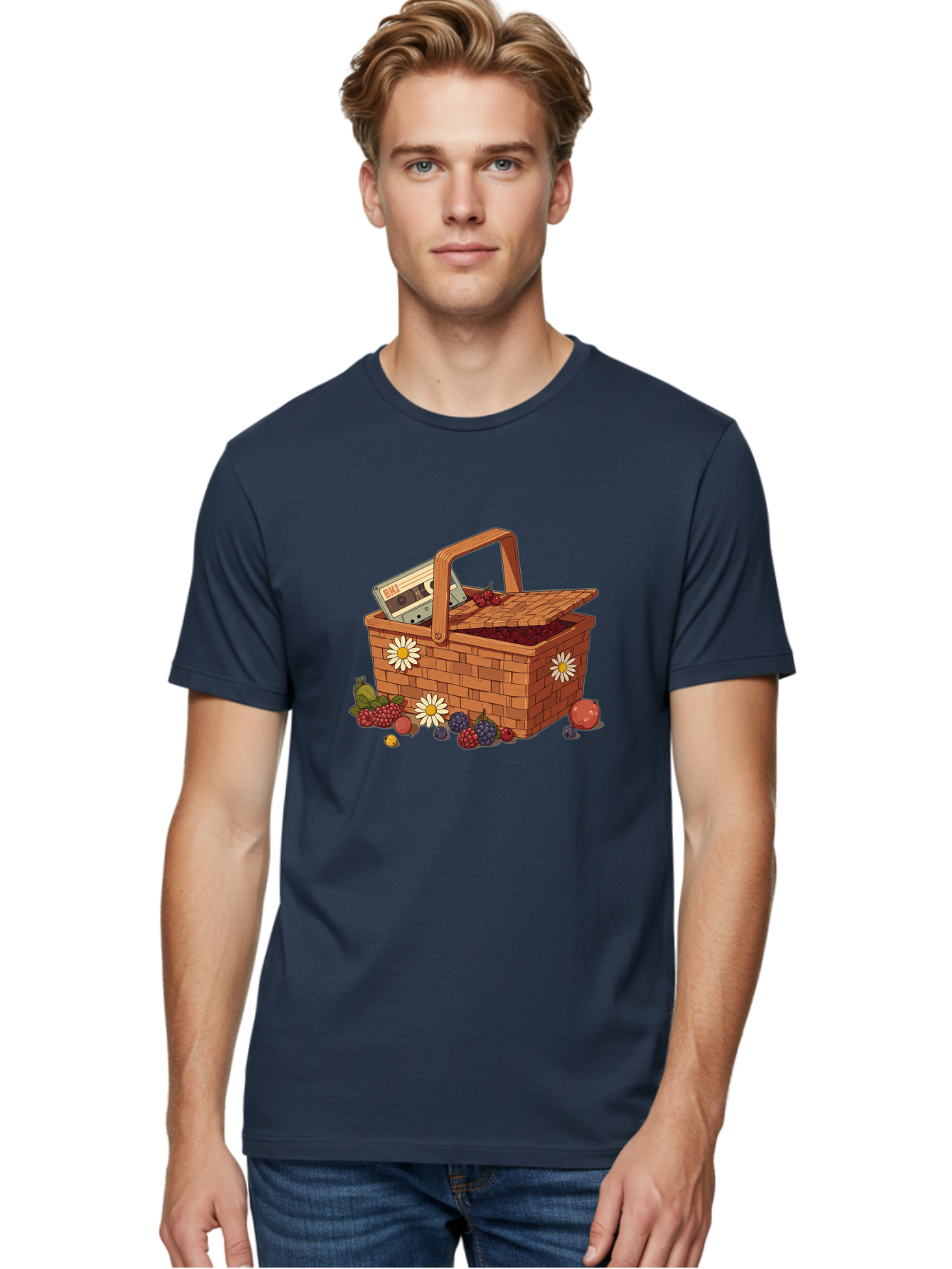 Ohl-Cassette-Picnic-Basket Men'S Graphic Tee, 100% Cotton, Comfortable Casual Summer Wear, Machine Washable, Vintage Camera, Old Camera, Antique Camera, Black Camera, Classic Photography, Photography Equipment, Nostalgic Device, Film Camera, Baj130