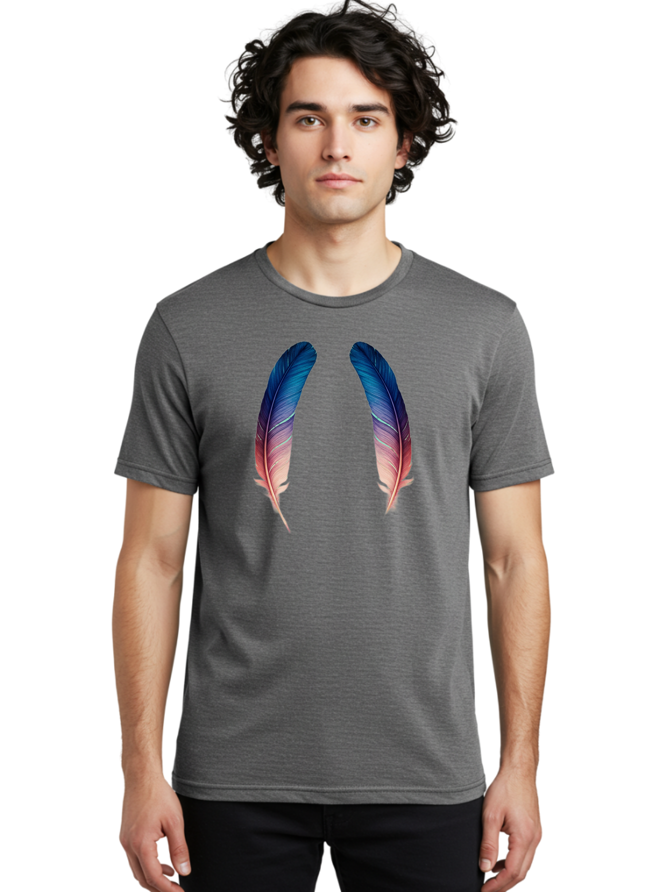 Ombre-Feathers Men'S Graphic Tee, 100% Cotton, Comfortable Casual Summer Wear, Machine Washable, Vintage Camera, Old Camera, Antique Camera, Black Camera, Classic Photography, Photography Equipment, Nostalgic Device, Film Camera, Camera Art Baj131