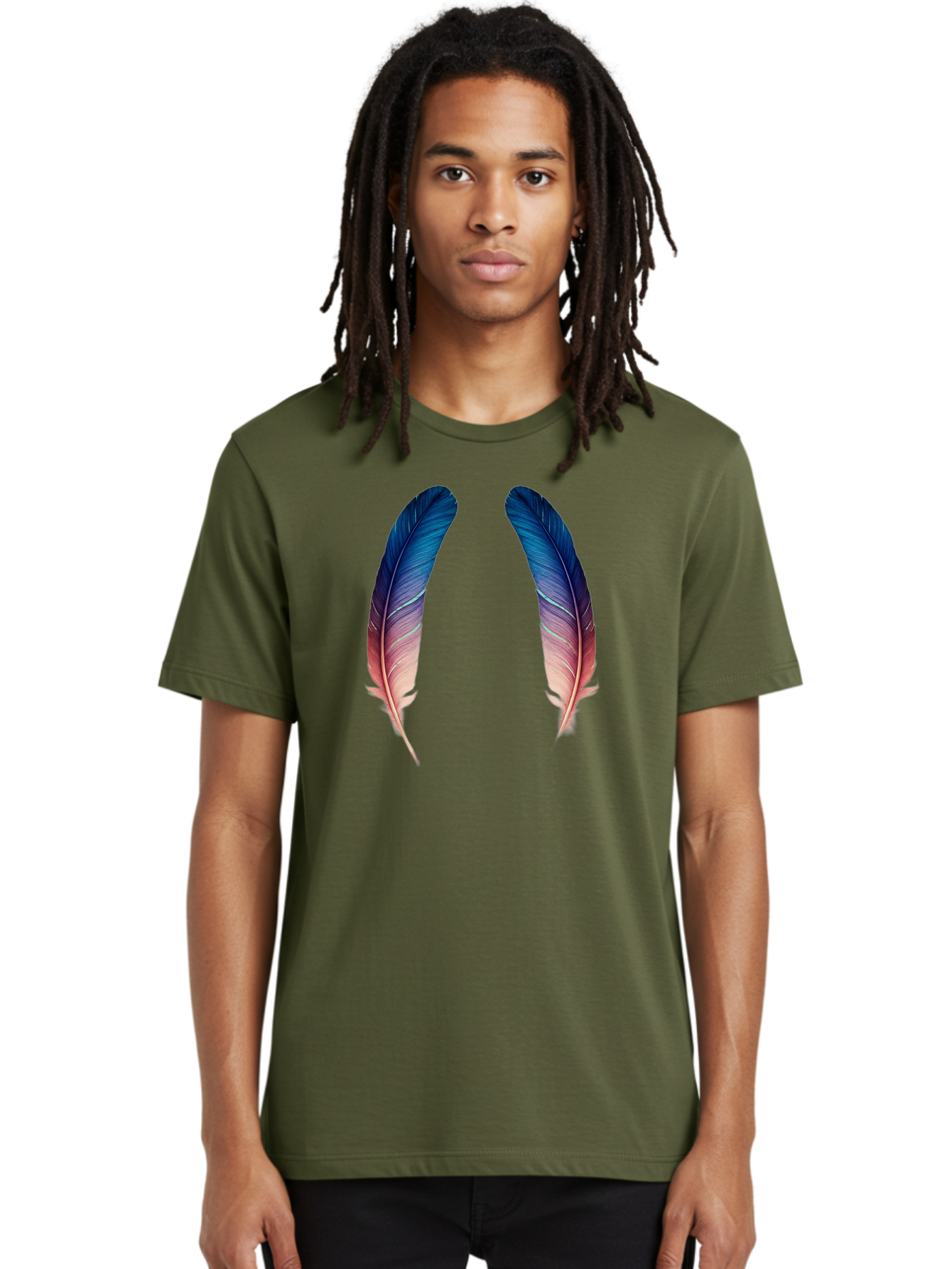 Ombre-Feathers Men'S Graphic Tee, 100% Cotton, Comfortable Casual Summer Wear, Machine Washable, Vintage Camera, Old Camera, Antique Camera, Black Camera, Classic Photography, Photography Equipment, Nostalgic Device, Film Camera, Camera Art Baj131