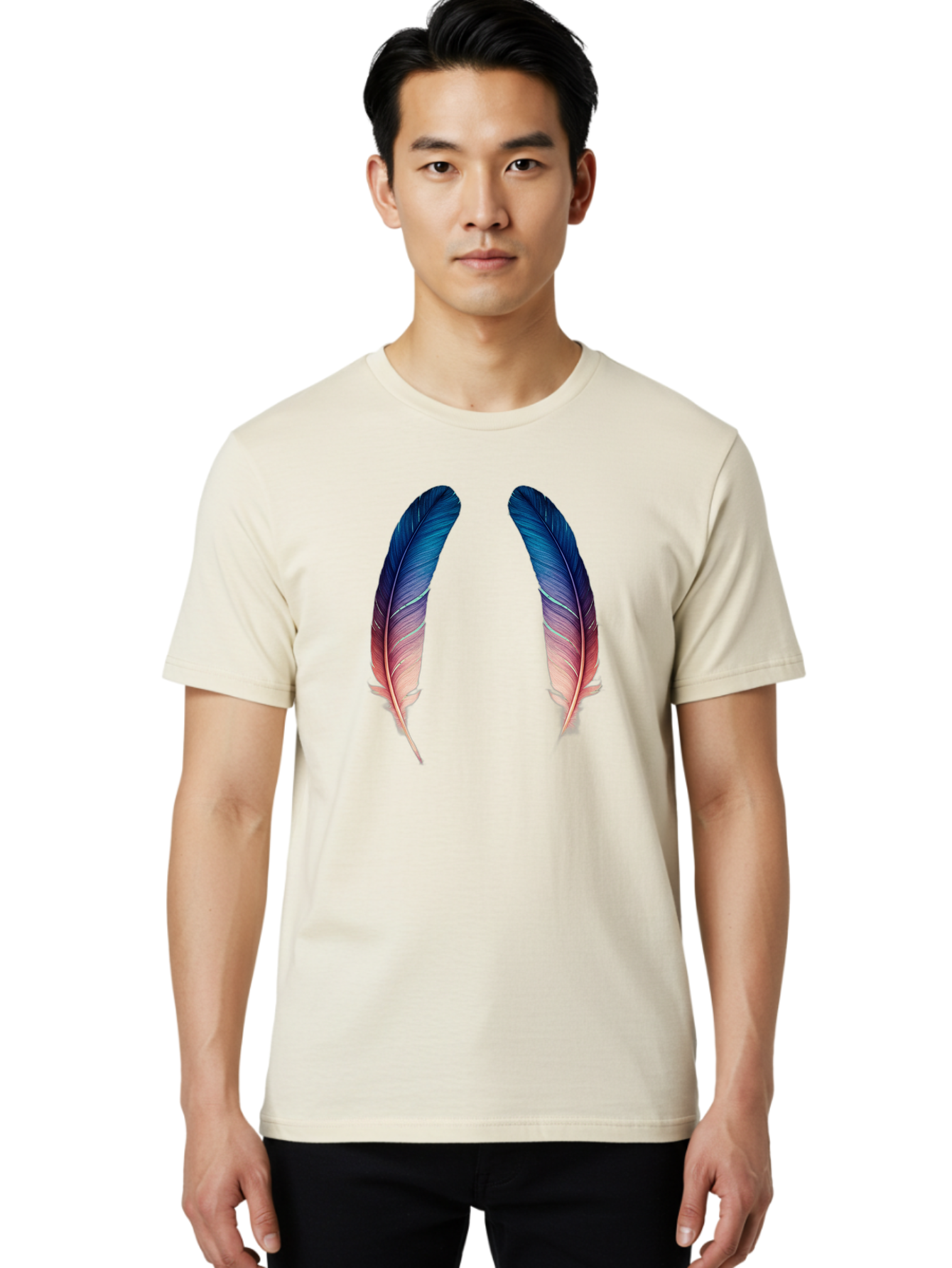 Ombre-Feathers Men'S Graphic Tee, 100% Cotton, Comfortable Casual Summer Wear, Machine Washable, Vintage Camera, Old Camera, Antique Camera, Black Camera, Classic Photography, Photography Equipment, Nostalgic Device, Film Camera, Camera Art Baj131