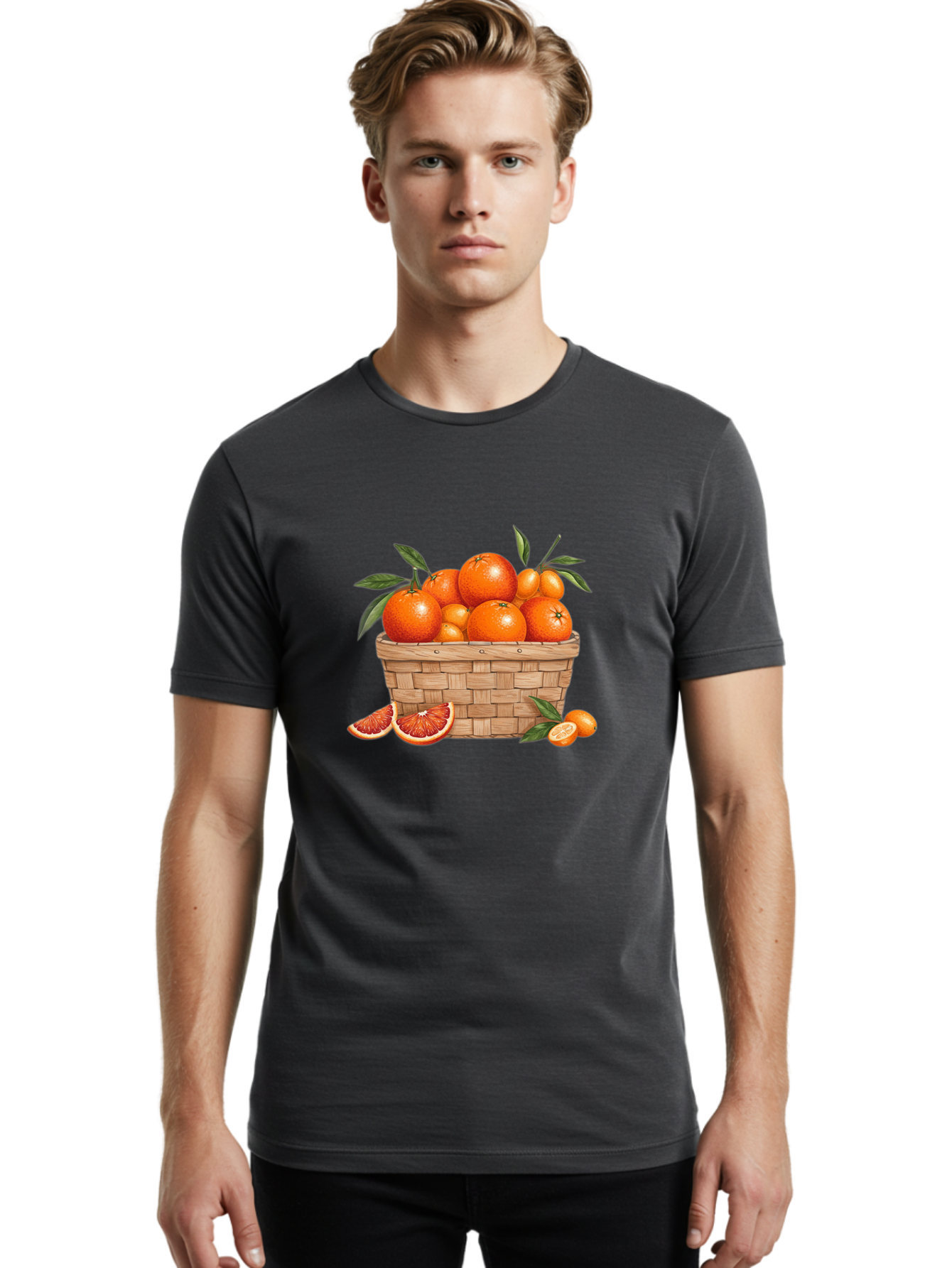 Oranges-In-Basket Men'S Graphic Tee, 100% Cotton, Comfortable Casual Summer Wear, Machine Washable, Vintage Camera, Old Camera, Antique Camera, Black Camera, Classic Photography, Photography Equipment, Nostalgic Device, Film Camera, Camera Art Baj132