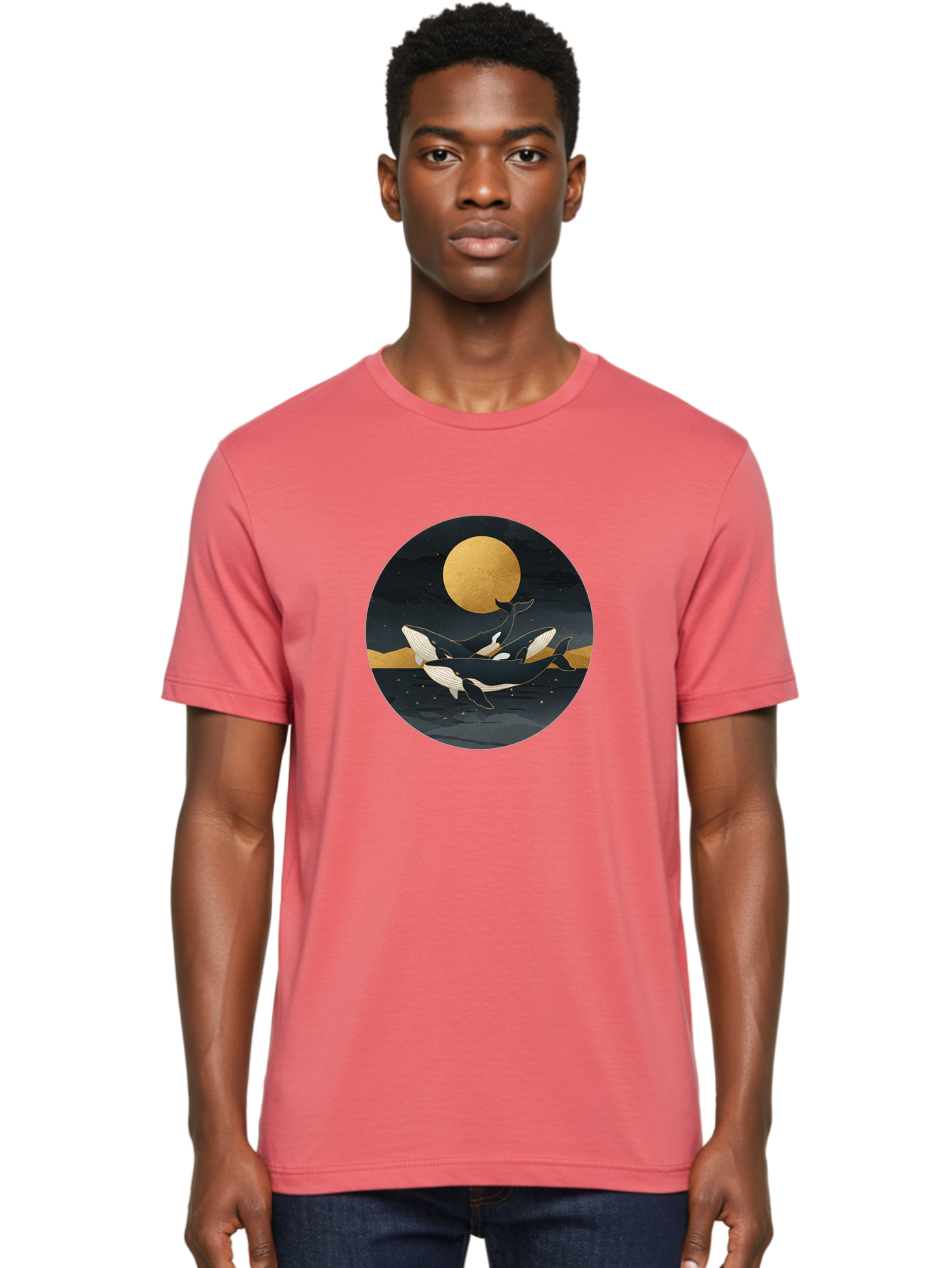 Orca-Whales-Under-Moon Men'S Graphic Tee, 100% Cotton, Comfortable Casual Summer Wear, Machine Washable, Vintage Camera, Old Camera, Antique Camera, Black Camera, Classic Photography, Photography Equipment, Nostalgic Device, Film Camera, Baj135