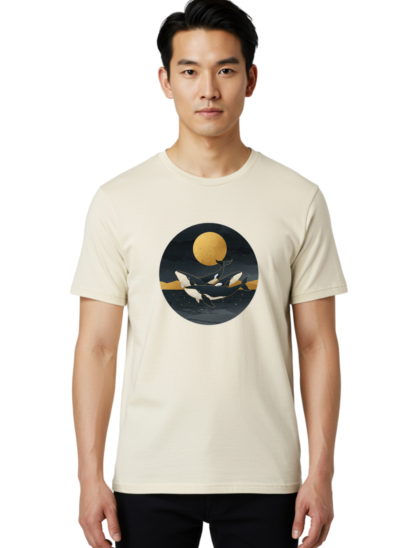 Orca-Whales-Under-Moon Men'S Graphic Tee, 100% Cotton, Comfortable Casual Summer Wear, Machine Washable, Vintage Camera, Old Camera, Antique Camera, Black Camera, Classic Photography, Photography Equipment, Nostalgic Device, Film Camera, Baj135