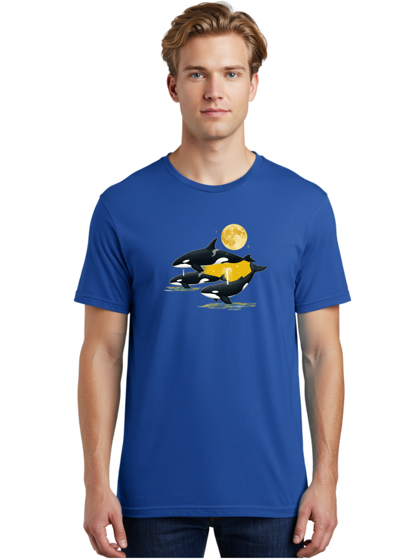 Orcas-Under-Moon Men'S Graphic Tee, 100% Cotton, Comfortable Casual Summer Wear, Machine Washable, Vintage Camera, Old Camera, Antique Camera, Black Camera, Classic Photography, Photography Equipment, Nostalgic Device, Film Camera, Camera Art Baj138