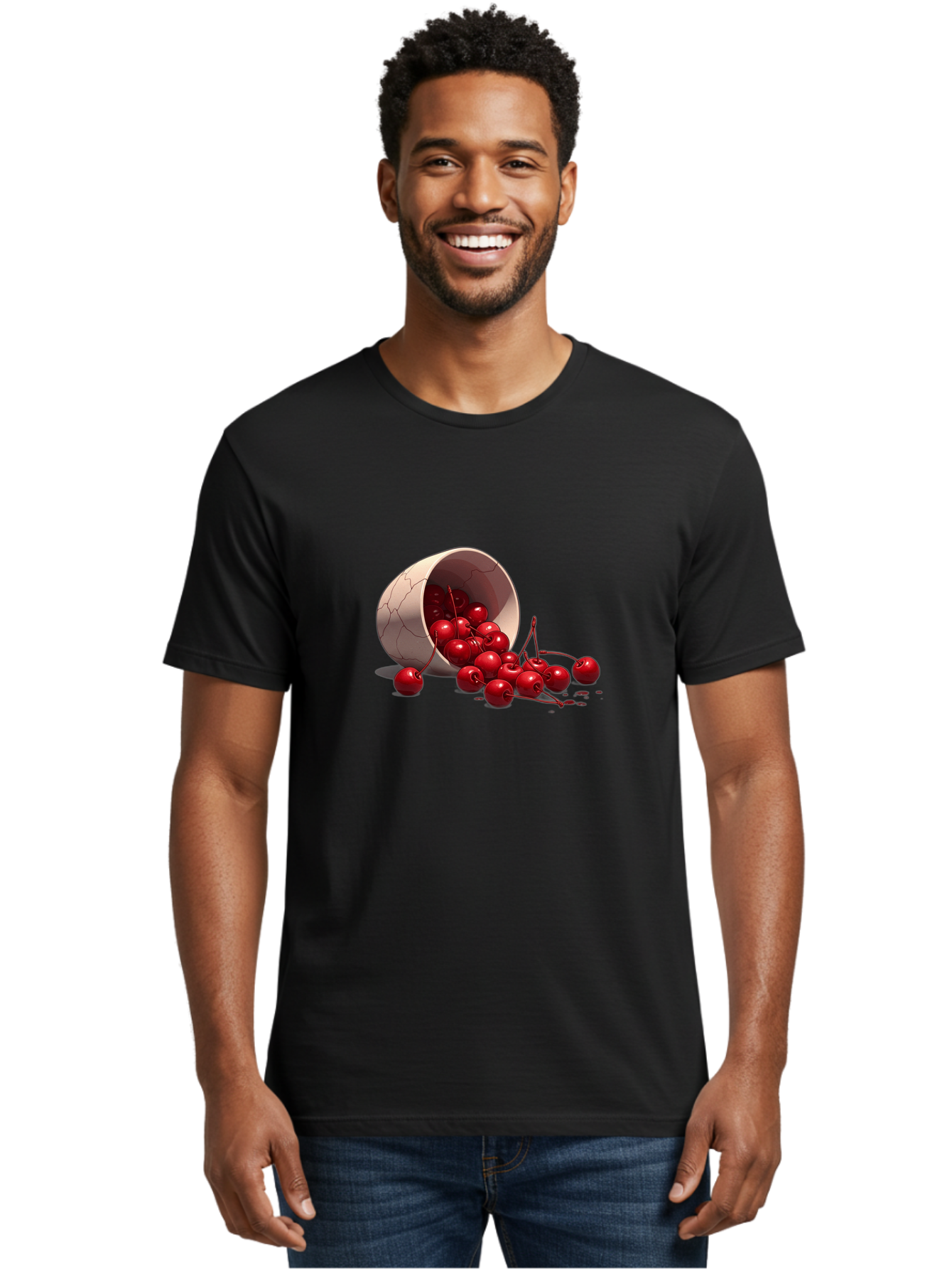 Overturned-Cup-Of-Cherries Men'S Graphic Tee, 100% Cotton, Comfortable Casual Summer Wear, Machine Washable, Vintage Camera, Old Camera, Antique Camera, Black Camera, Classic Photography, Photography Equipment, Nostalgic Device, Film Camera, Baj139
