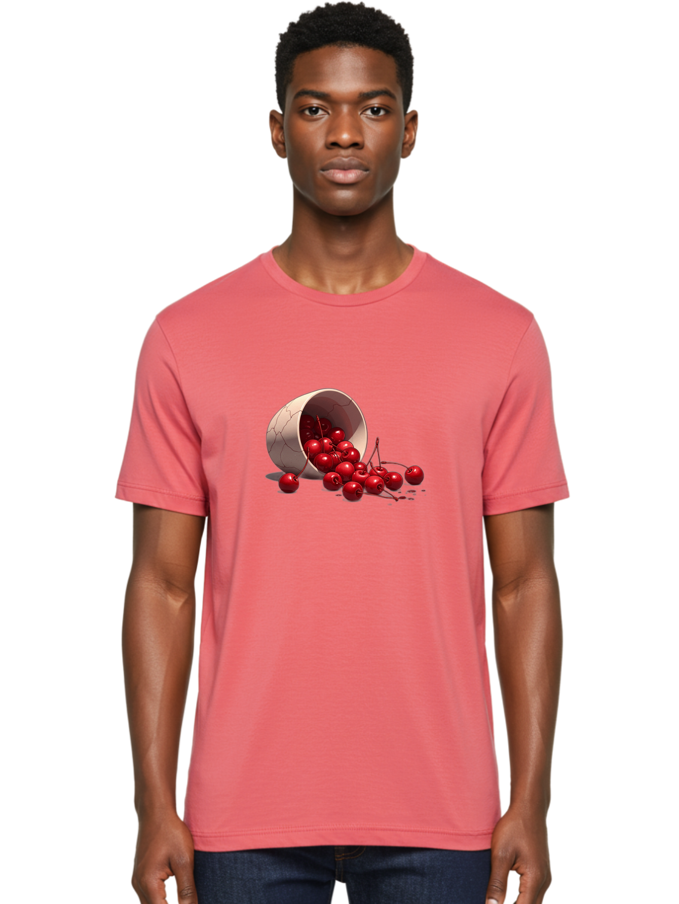 Overturned-Cup-Of-Cherries Men'S Graphic Tee, 100% Cotton, Comfortable Casual Summer Wear, Machine Washable, Vintage Camera, Old Camera, Antique Camera, Black Camera, Classic Photography, Photography Equipment, Nostalgic Device, Film Camera, Baj139