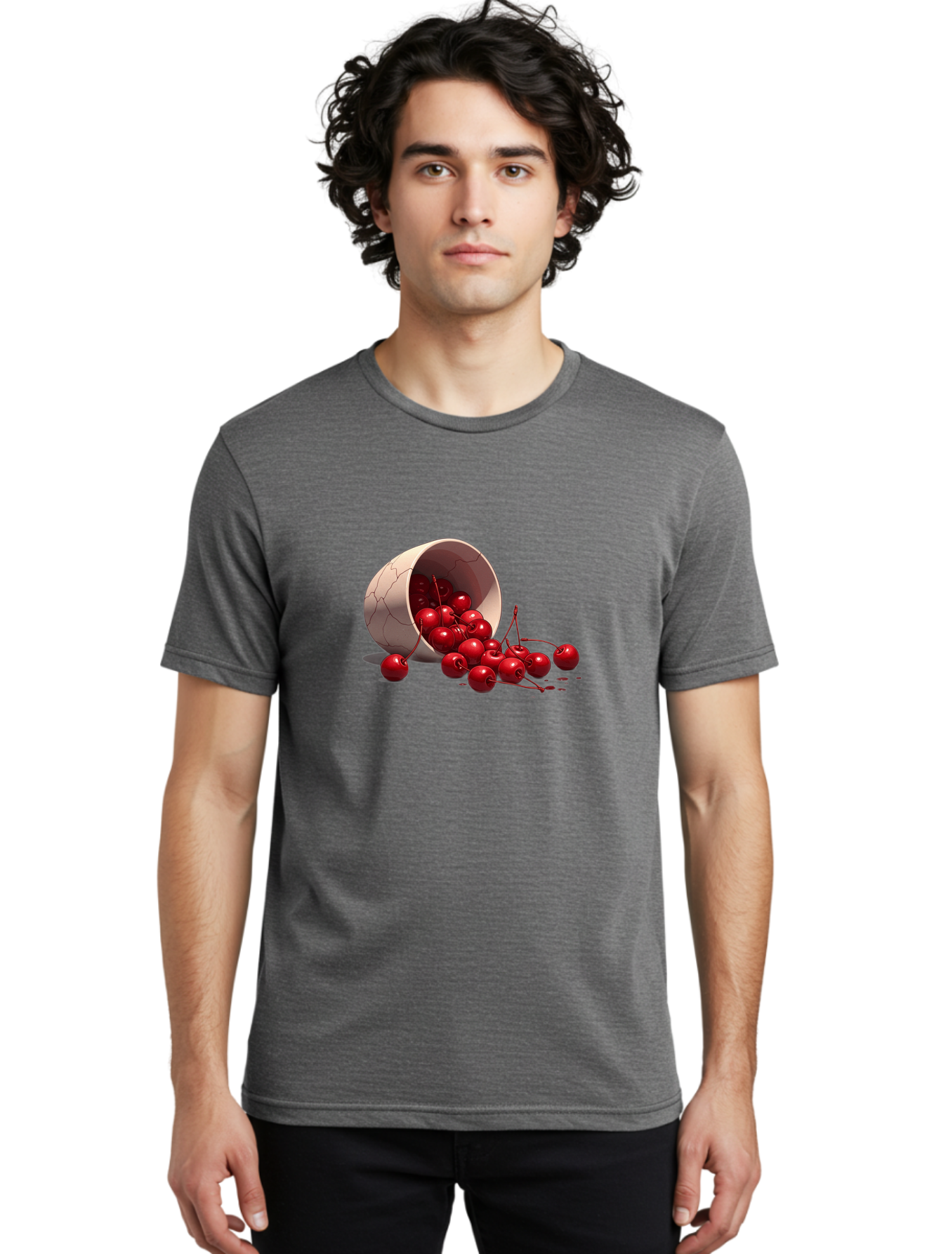 Overturned-Cup-Of-Cherries Men'S Graphic Tee, 100% Cotton, Comfortable Casual Summer Wear, Machine Washable, Vintage Camera, Old Camera, Antique Camera, Black Camera, Classic Photography, Photography Equipment, Nostalgic Device, Film Camera, Baj139