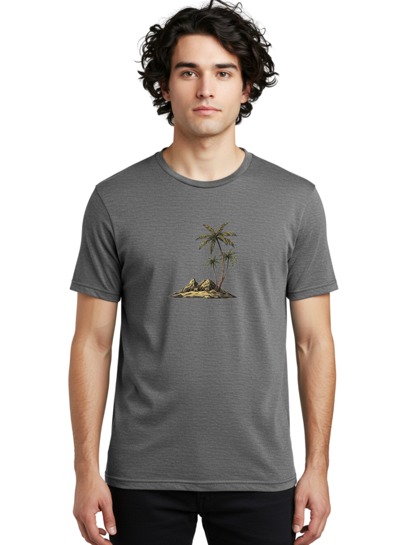 Palm-Trees-On-Island Men'S Graphic Tee, 100% Cotton, Comfortable Casual Summer Wear, Machine Washable, Vintage Camera, Old Camera, Antique Camera, Black Camera, Classic Photography, Photography Equipment, Nostalgic Device, Film Camera, Baj142
