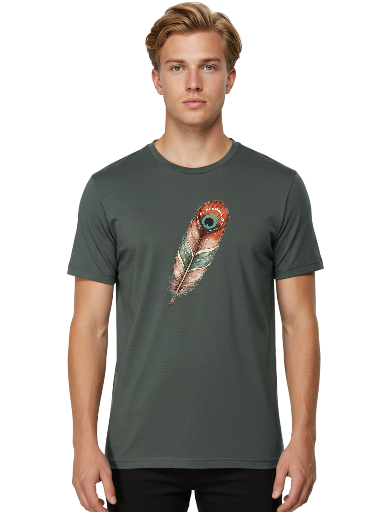 Peacock-Feather-1 Men'S Graphic Tee, 100% Cotton, Comfortable Casual Summer Wear, Machine Washable, Vintage Camera, Old Camera, Antique Camera, Black Camera, Classic Photography, Photography Equipment, Nostalgic Device, Film Camera, Camera Art Baj148