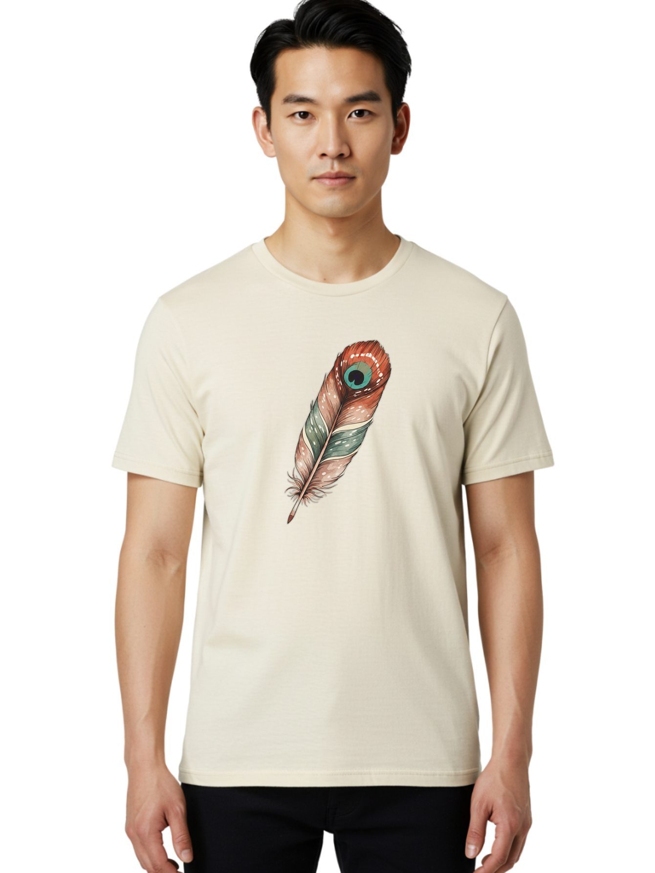 Peacock-Feather-1 Men'S Graphic Tee, 100% Cotton, Comfortable Casual Summer Wear, Machine Washable, Vintage Camera, Old Camera, Antique Camera, Black Camera, Classic Photography, Photography Equipment, Nostalgic Device, Film Camera, Camera Art Baj148