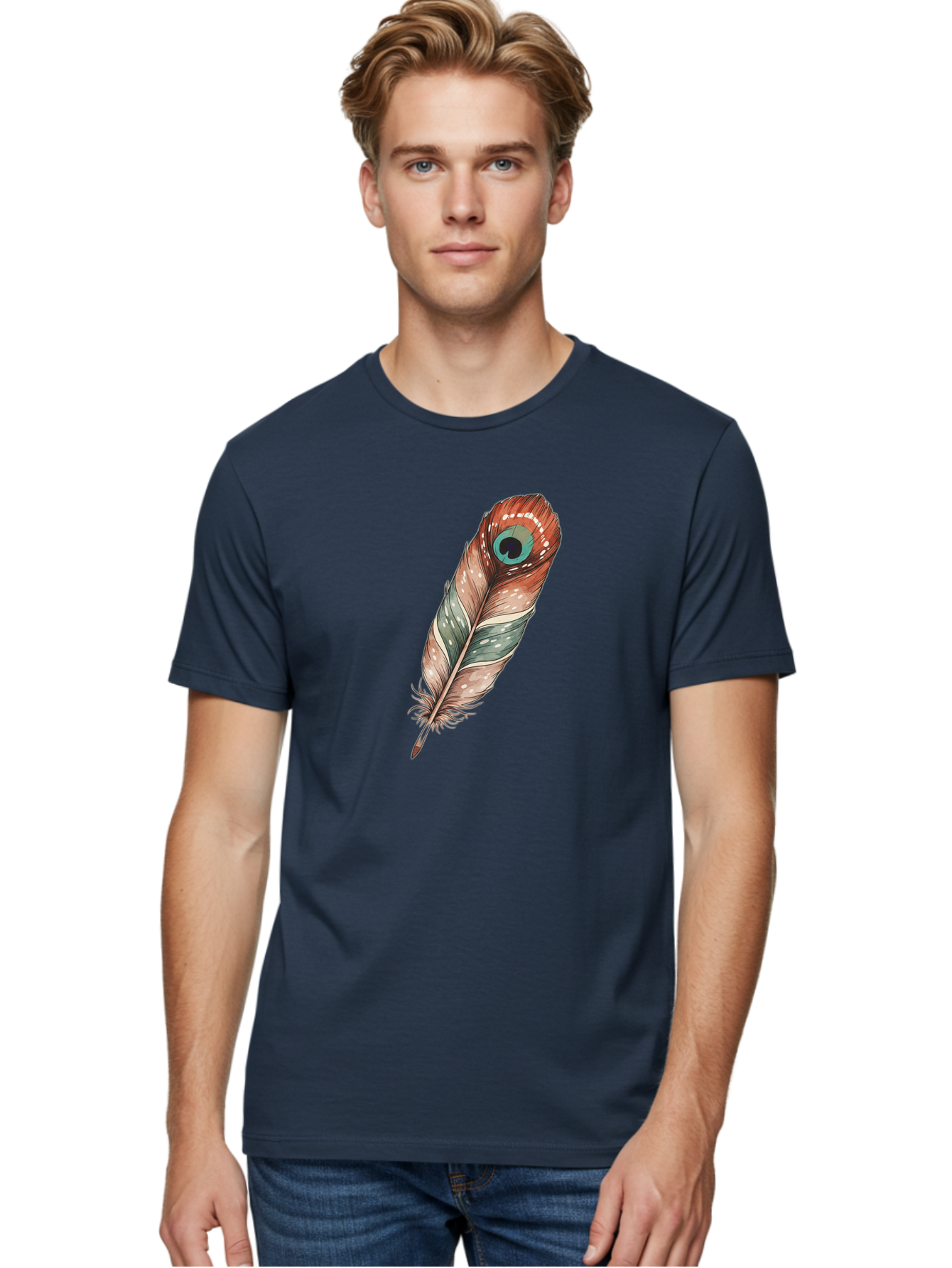 Peacock-Feather-1 Men'S Graphic Tee, 100% Cotton, Comfortable Casual Summer Wear, Machine Washable, Vintage Camera, Old Camera, Antique Camera, Black Camera, Classic Photography, Photography Equipment, Nostalgic Device, Film Camera, Camera Art Baj148