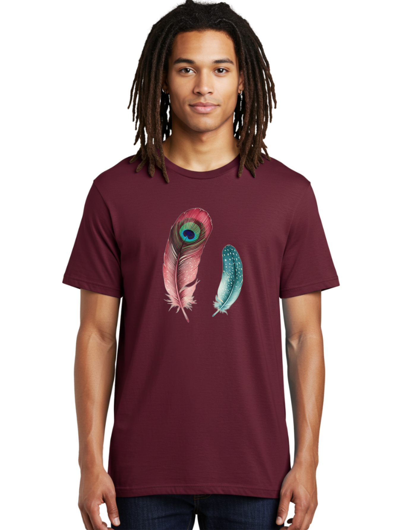 Peacock-Feather-And-Blue-Feather Men'S Graphic Tee, 100% Cotton, Comfortable Casual Summer Wear, Machine Washable, Vintage Camera, Old Camera, Antique Camera, Black Camera, Classic Photography, Photography Equipment, Nostalgic Device, Baj149