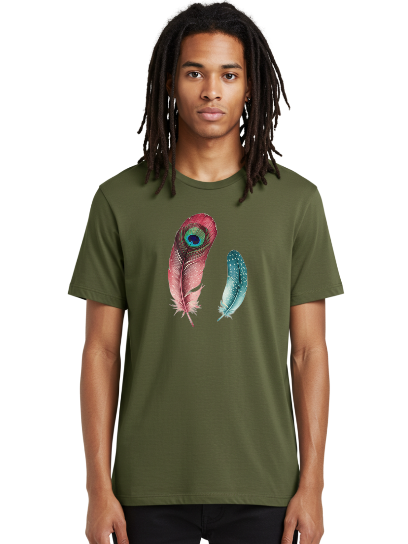 Peacock-Feather-And-Blue-Feather Men'S Graphic Tee, 100% Cotton, Comfortable Casual Summer Wear, Machine Washable, Vintage Camera, Old Camera, Antique Camera, Black Camera, Classic Photography, Photography Equipment, Nostalgic Device, Baj149