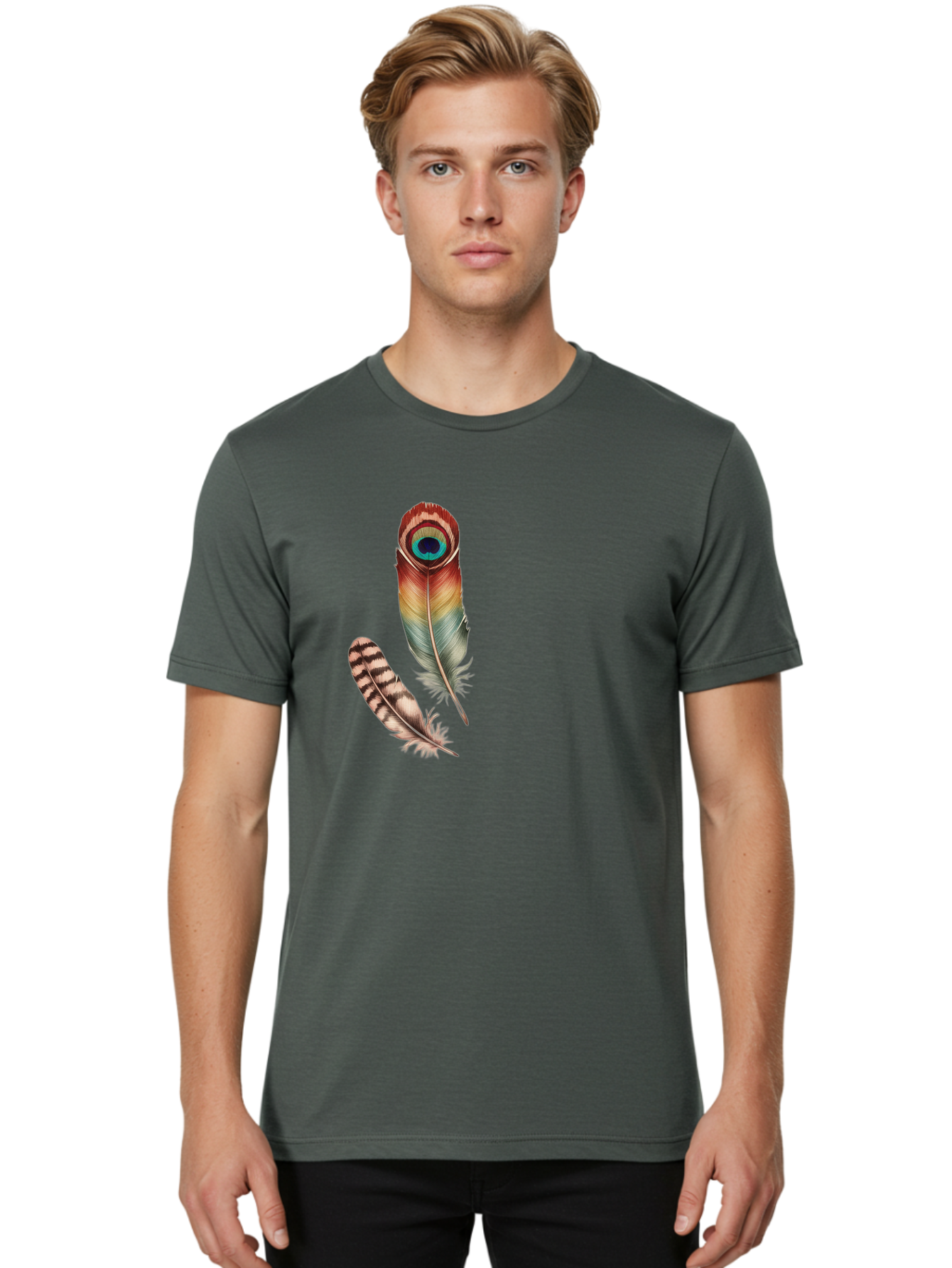 Peacock-Feather Men'S Graphic Tee, 100% Cotton, Comfortable Casual Summer Wear, Machine Washable, Vintage Camera, Old Camera, Antique Camera, Black Camera, Classic Photography, Photography Equipment, Nostalgic Device, Film Camera, Camera Art Baj150