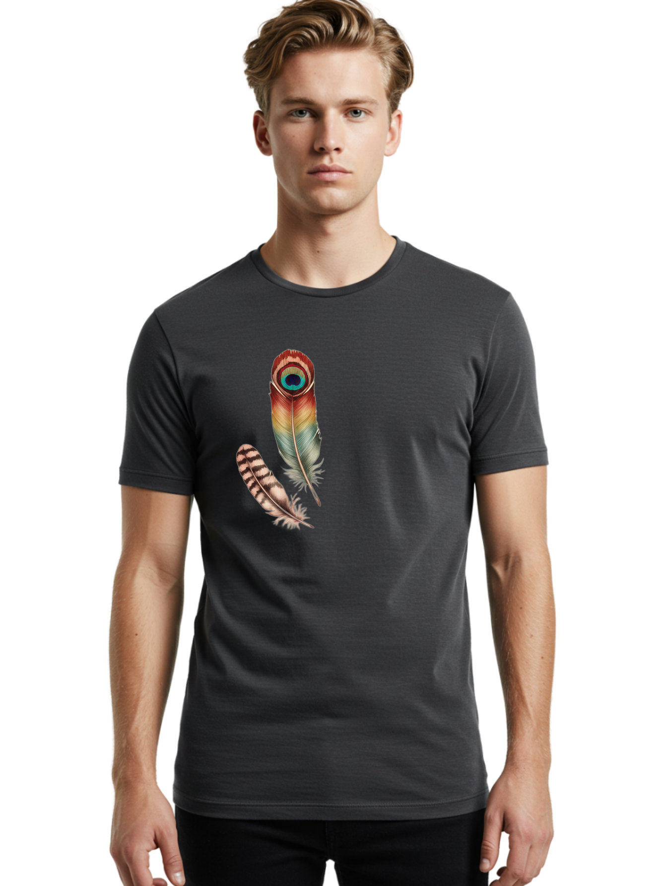 Peacock-Feather Men'S Graphic Tee, 100% Cotton, Comfortable Casual Summer Wear, Machine Washable, Vintage Camera, Old Camera, Antique Camera, Black Camera, Classic Photography, Photography Equipment, Nostalgic Device, Film Camera, Camera Art Baj150