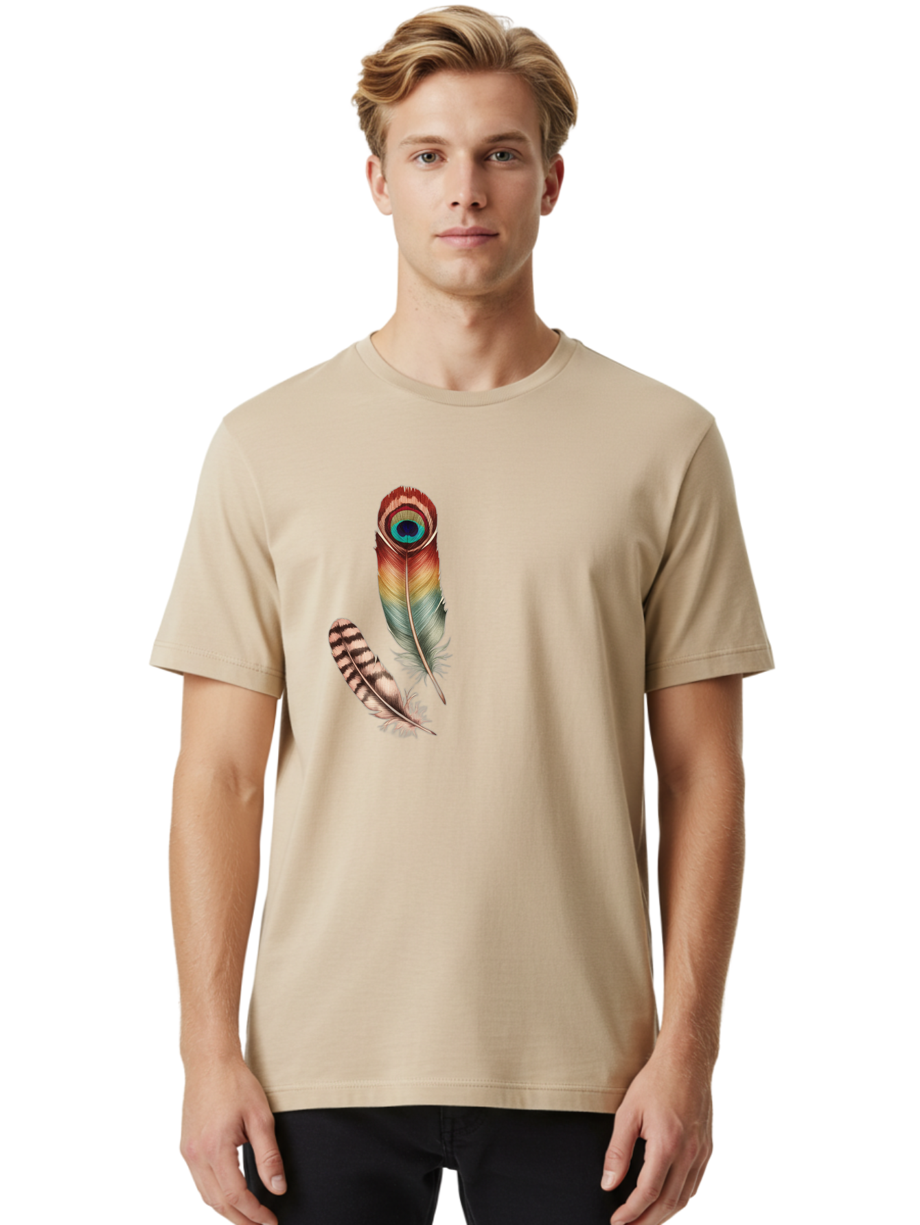Peacock-Feather Men'S Graphic Tee, 100% Cotton, Comfortable Casual Summer Wear, Machine Washable, Vintage Camera, Old Camera, Antique Camera, Black Camera, Classic Photography, Photography Equipment, Nostalgic Device, Film Camera, Camera Art Baj150