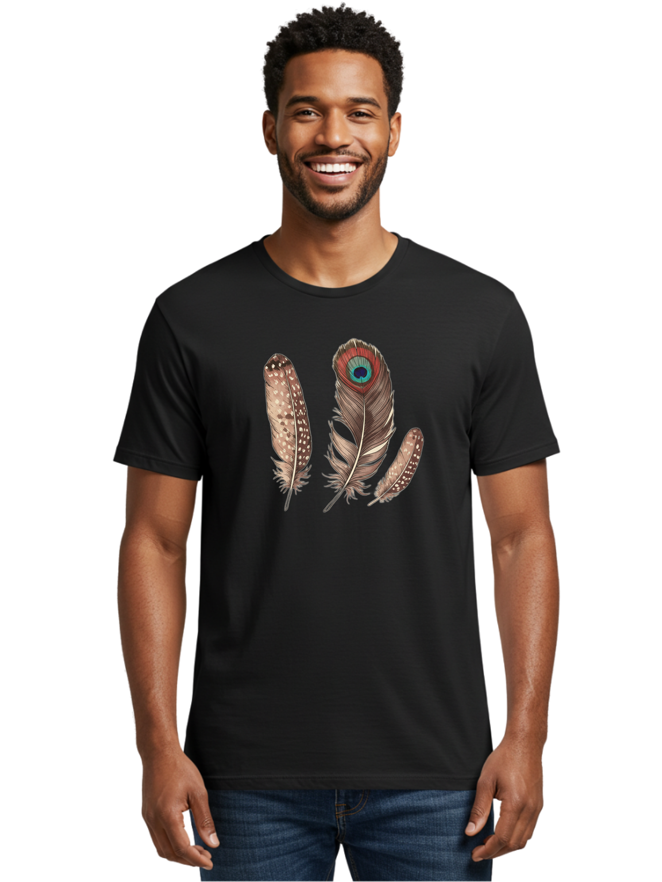 Peacock-Feathers-1 Men'S Graphic Tee, 100% Cotton, Comfortable Casual Summer Wear, Machine Washable, Vintage Camera, Old Camera, Antique Camera, Black Camera, Classic Photography, Photography Equipment, Nostalgic Device, Film Camera, Baj151