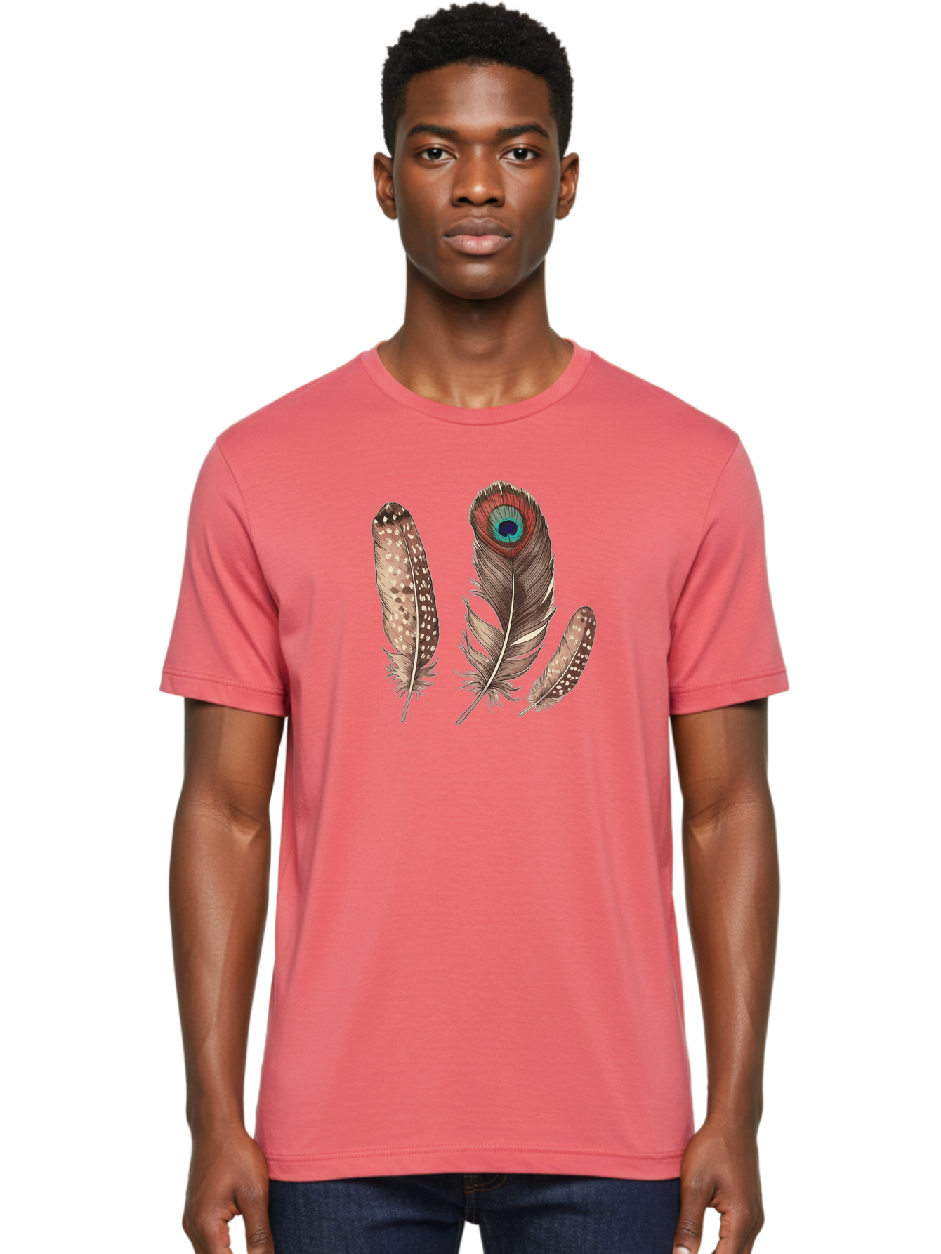 Peacock-Feathers-1 Men'S Graphic Tee, 100% Cotton, Comfortable Casual Summer Wear, Machine Washable, Vintage Camera, Old Camera, Antique Camera, Black Camera, Classic Photography, Photography Equipment, Nostalgic Device, Film Camera, Baj151