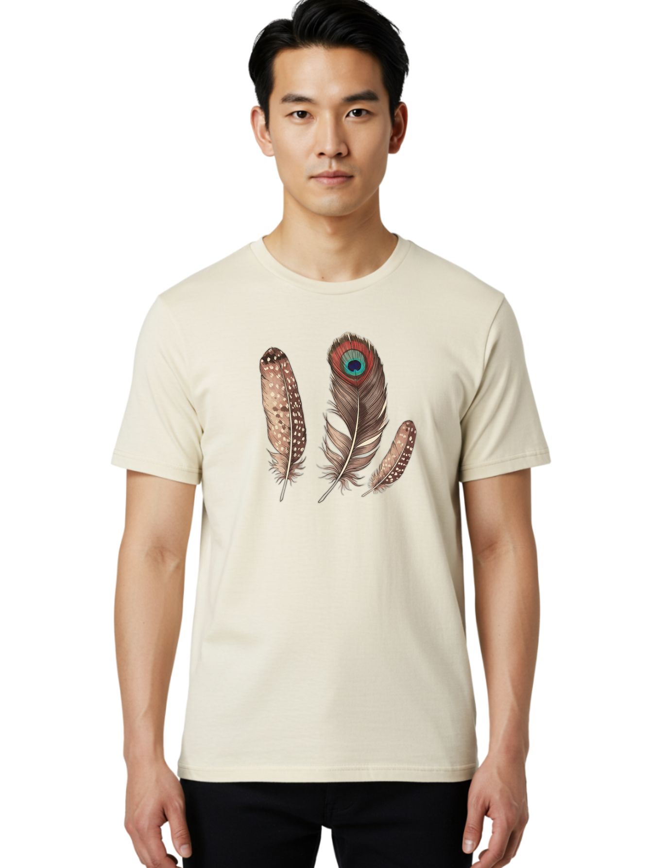 Peacock-Feathers-1 Men'S Graphic Tee, 100% Cotton, Comfortable Casual Summer Wear, Machine Washable, Vintage Camera, Old Camera, Antique Camera, Black Camera, Classic Photography, Photography Equipment, Nostalgic Device, Film Camera, Baj151