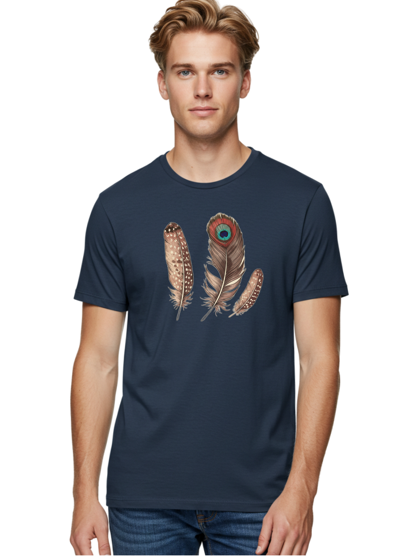 Peacock-Feathers-1 Men'S Graphic Tee, 100% Cotton, Comfortable Casual Summer Wear, Machine Washable, Vintage Camera, Old Camera, Antique Camera, Black Camera, Classic Photography, Photography Equipment, Nostalgic Device, Film Camera, Baj151