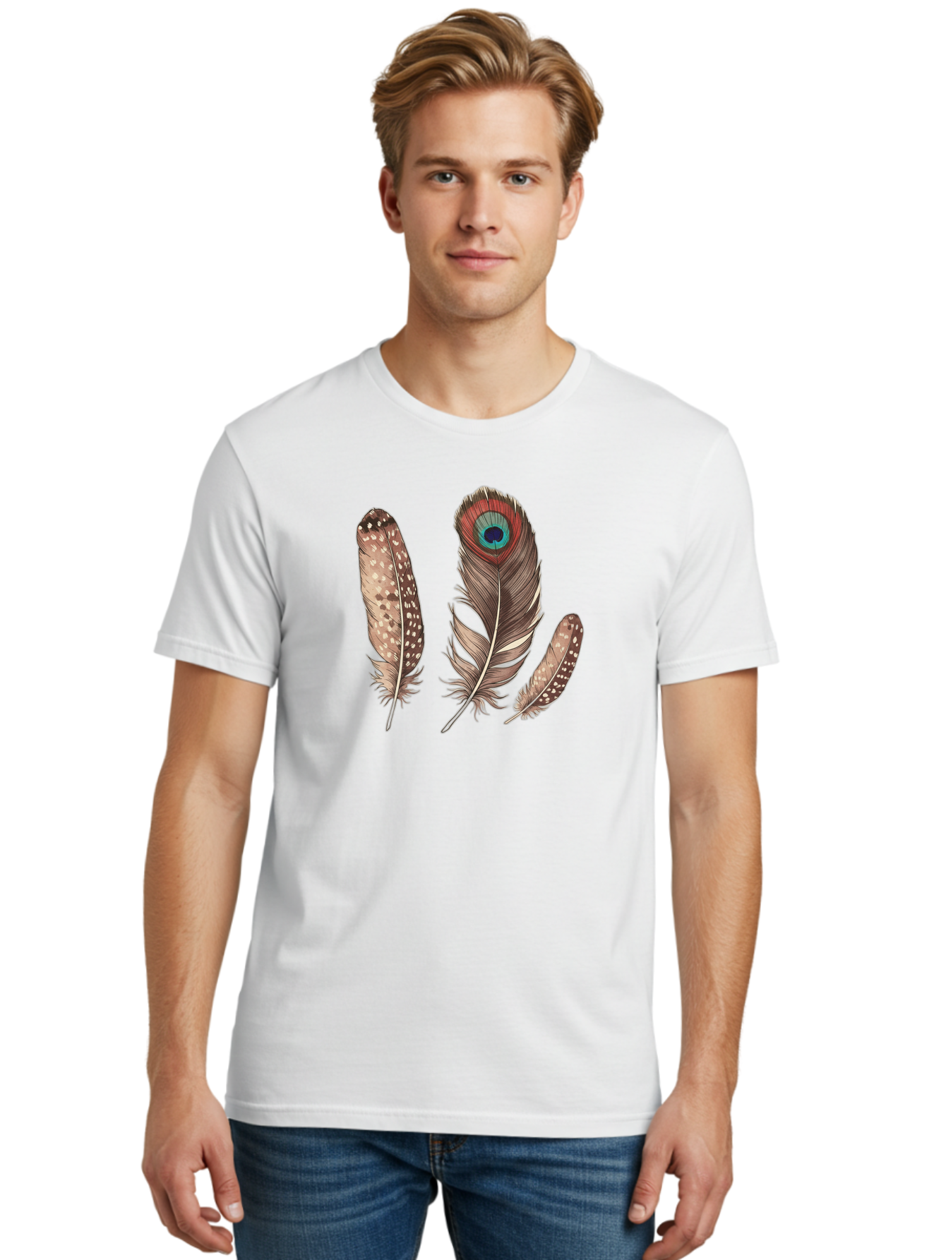 Peacock-Feathers-1 Men'S Graphic Tee, 100% Cotton, Comfortable Casual Summer Wear, Machine Washable, Vintage Camera, Old Camera, Antique Camera, Black Camera, Classic Photography, Photography Equipment, Nostalgic Device, Film Camera, Baj151