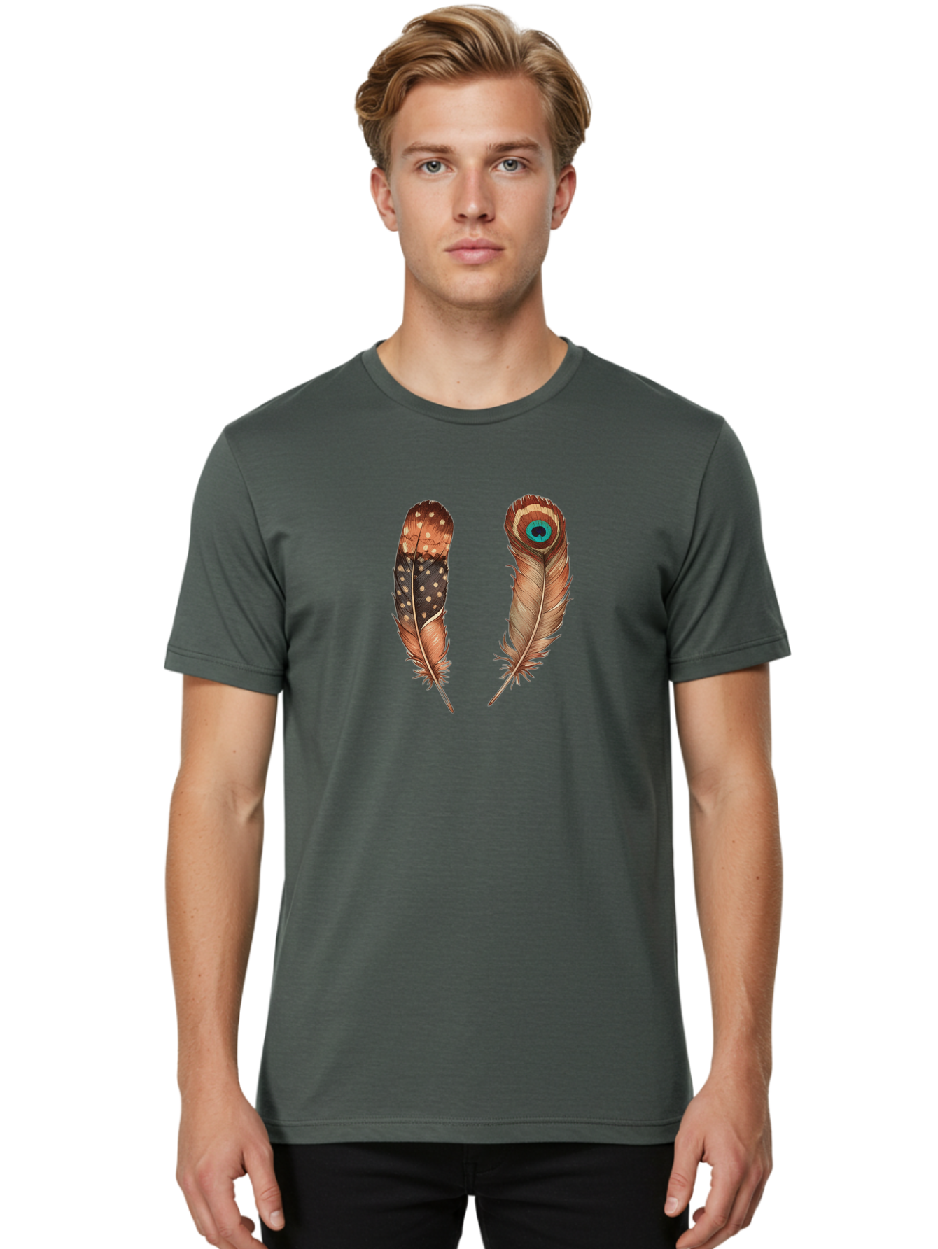 Peacock-Feathers-2 Men'S Graphic Tee, 100% Cotton, Comfortable Casual Summer Wear, Machine Washable, Vintage Camera, Old Camera, Antique Camera, Black Camera, Classic Photography, Photography Equipment, Nostalgic Device, Film Camera, Baj152