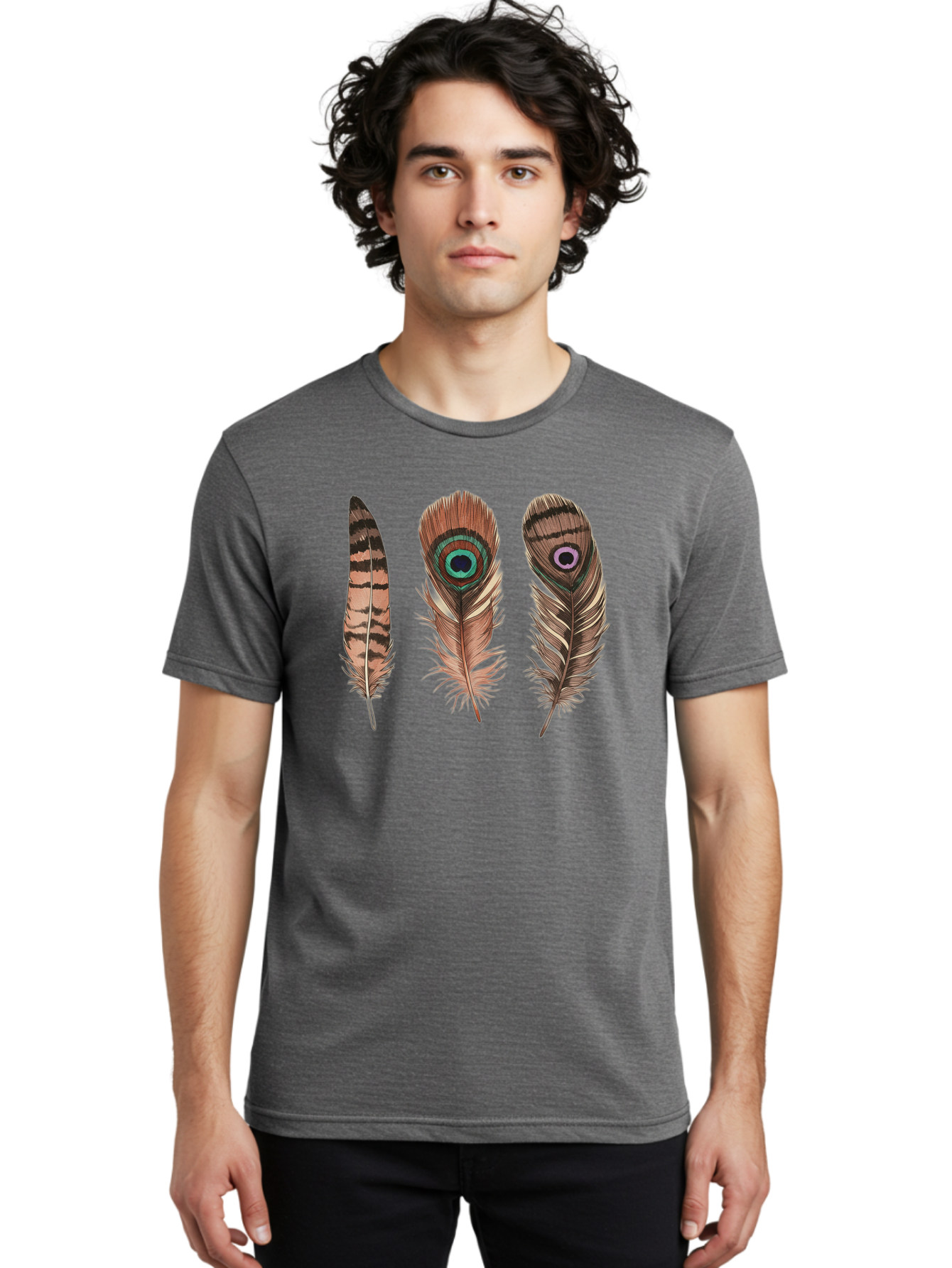 Peacock-Feathers-3 Men'S Graphic Tee, 100% Cotton, Comfortable Casual Summer Wear, Machine Washable, Vintage Camera, Old Camera, Antique Camera, Black Camera, Classic Photography, Photography Equipment, Nostalgic Device, Film Camera, Baj153