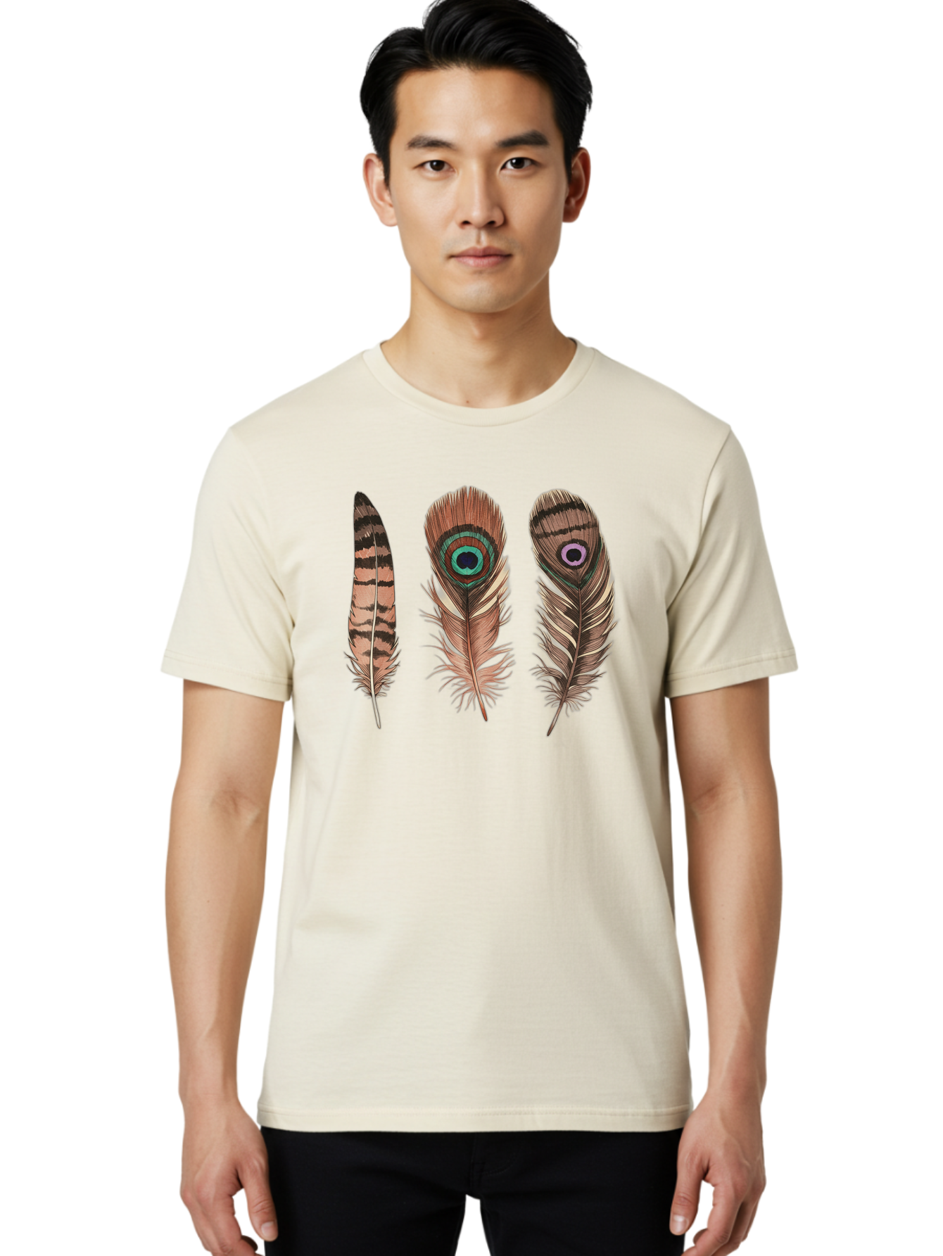 Peacock-Feathers-3 Men'S Graphic Tee, 100% Cotton, Comfortable Casual Summer Wear, Machine Washable, Vintage Camera, Old Camera, Antique Camera, Black Camera, Classic Photography, Photography Equipment, Nostalgic Device, Film Camera, Baj153