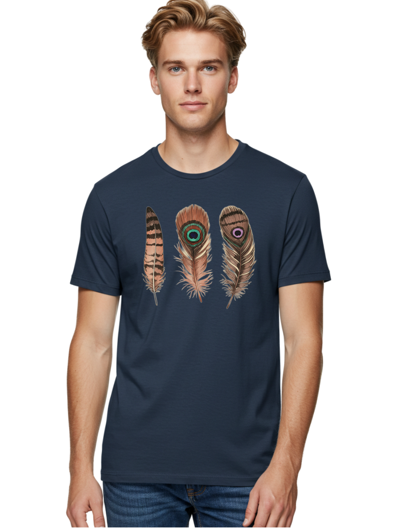Peacock-Feathers-3 Men'S Graphic Tee, 100% Cotton, Comfortable Casual Summer Wear, Machine Washable, Vintage Camera, Old Camera, Antique Camera, Black Camera, Classic Photography, Photography Equipment, Nostalgic Device, Film Camera, Baj153