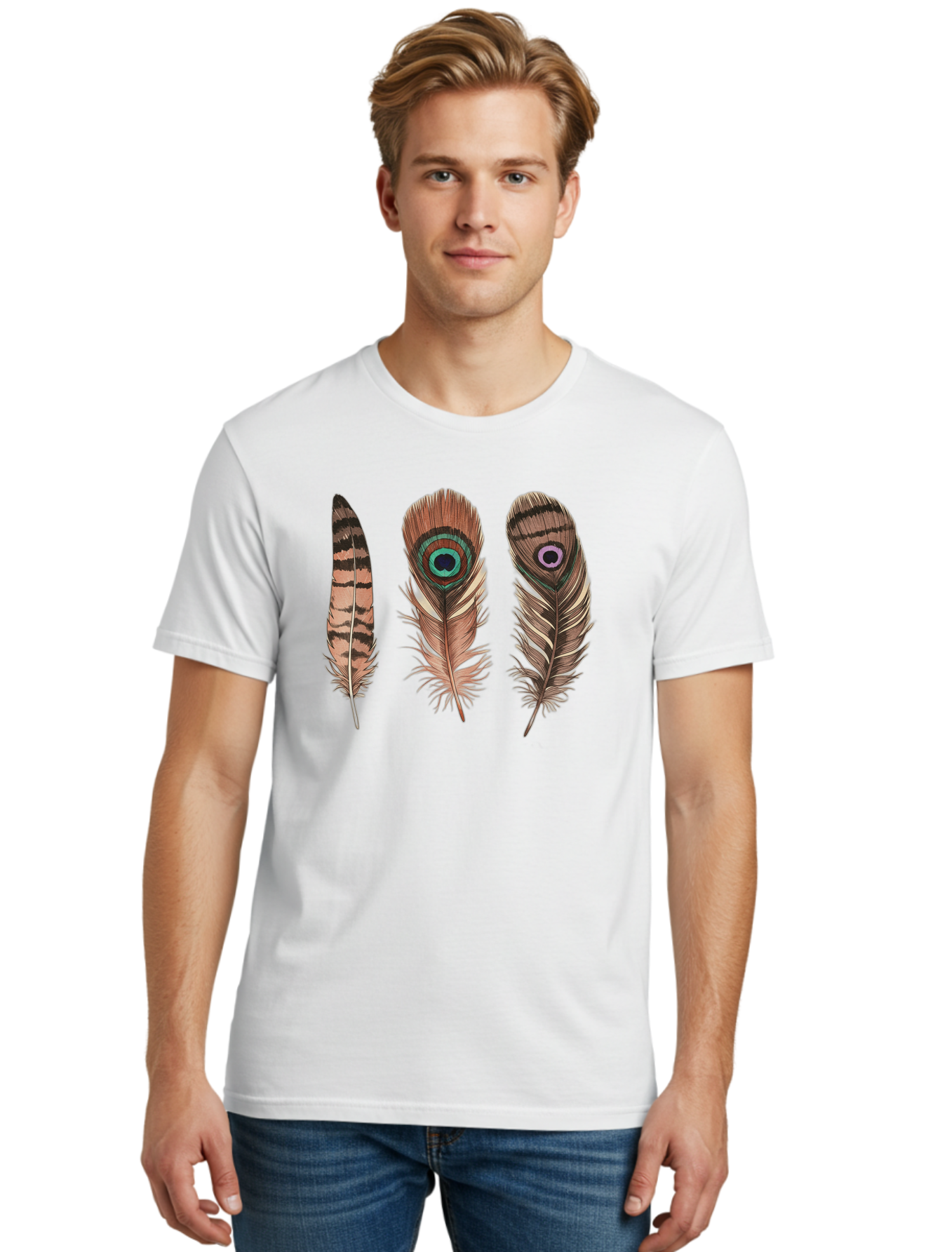 Peacock-Feathers-3 Men'S Graphic Tee, 100% Cotton, Comfortable Casual Summer Wear, Machine Washable, Vintage Camera, Old Camera, Antique Camera, Black Camera, Classic Photography, Photography Equipment, Nostalgic Device, Film Camera, Baj153