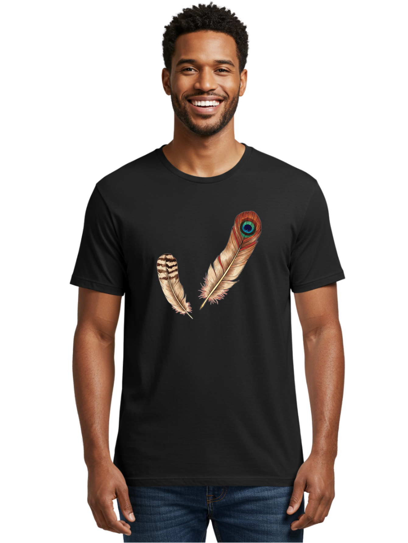 Peacock-Feathers-4 Men'S Graphic Tee, 100% Cotton, Comfortable Casual Summer Wear, Machine Washable, Vintage Camera, Old Camera, Antique Camera, Black Camera, Classic Photography, Photography Equipment, Nostalgic Device, Film Camera, Baj154