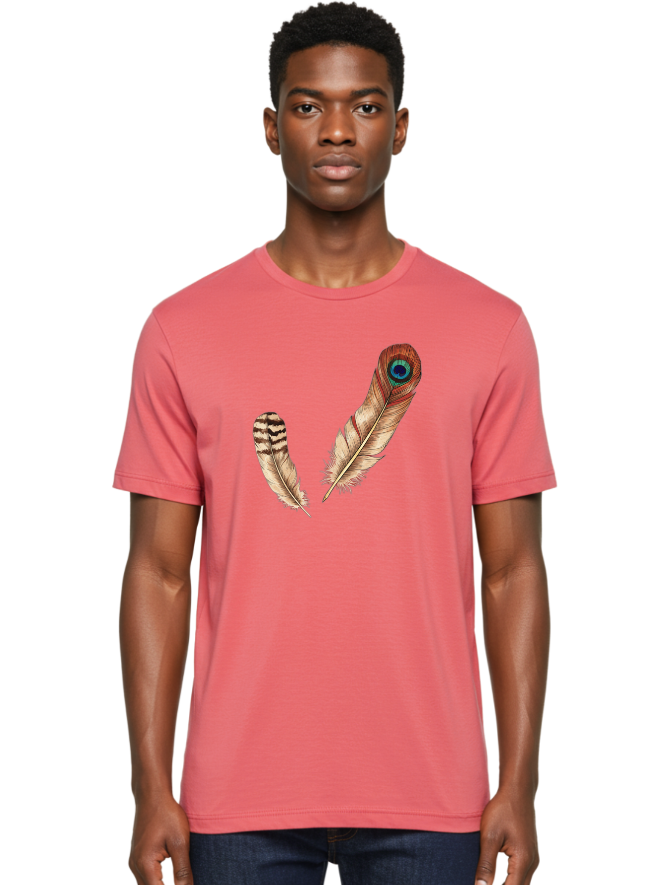 Peacock-Feathers-4 Men'S Graphic Tee, 100% Cotton, Comfortable Casual Summer Wear, Machine Washable, Vintage Camera, Old Camera, Antique Camera, Black Camera, Classic Photography, Photography Equipment, Nostalgic Device, Film Camera, Baj154
